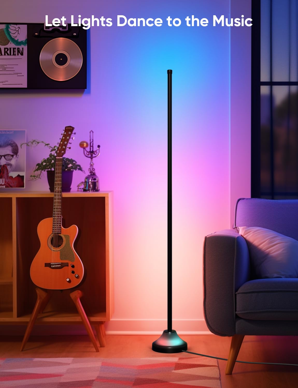 APPECK Smart RGBW Floor Lamp, 1000 lm LED Standing Lamp with APP Control, Dimmable Modern Corner Floor Lamp for Living Room, Bedroom, Compatible with Alexa