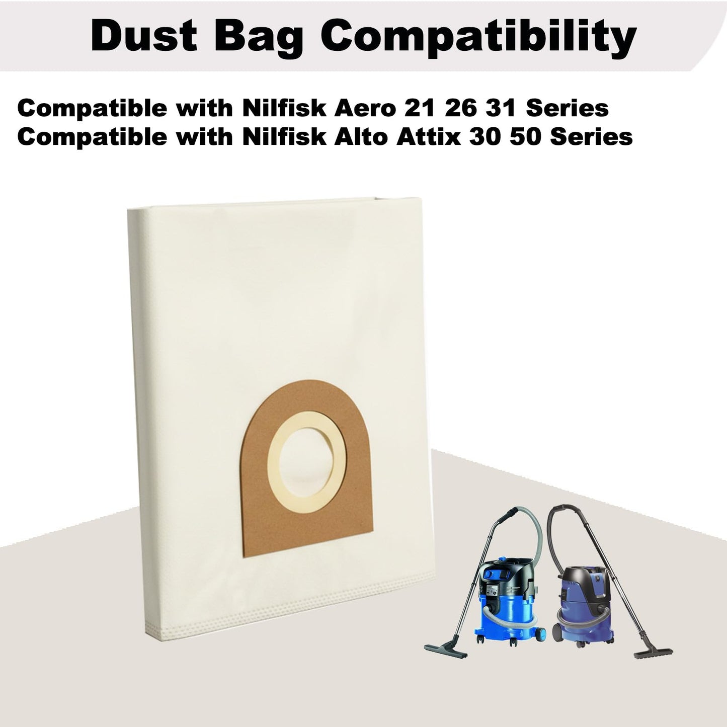 6PCS Replacement Dust Bags Compatible with Nilfisk Alto Aero 26,21,31,Attix 30,50 Vacuum