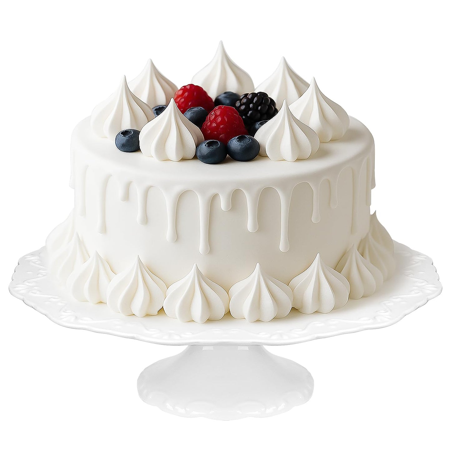 10" White Cake Stand for 8" Cake, Porcelain Cake Plate, Cake Pedestal Stand, Round Dessert Stand, Wedding Cake Stand for Party, Birthday, Baby Shower, Christmas, Home Decorating Cake Display Stand