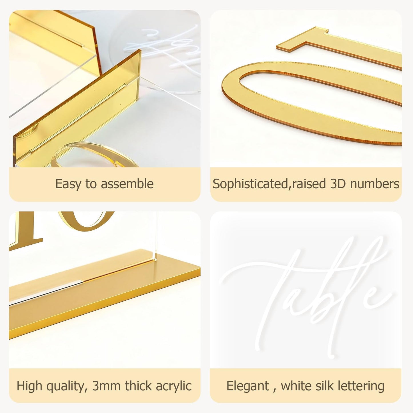 Arch Wedding Table Numbers 1-25 with Stands,5 x 8 Inch Transparent Acrylic Reception Table Signs Golden Letters,Perfect for Wedding Receptions, Parties, Anniversaries, and Events (1-25 golden)