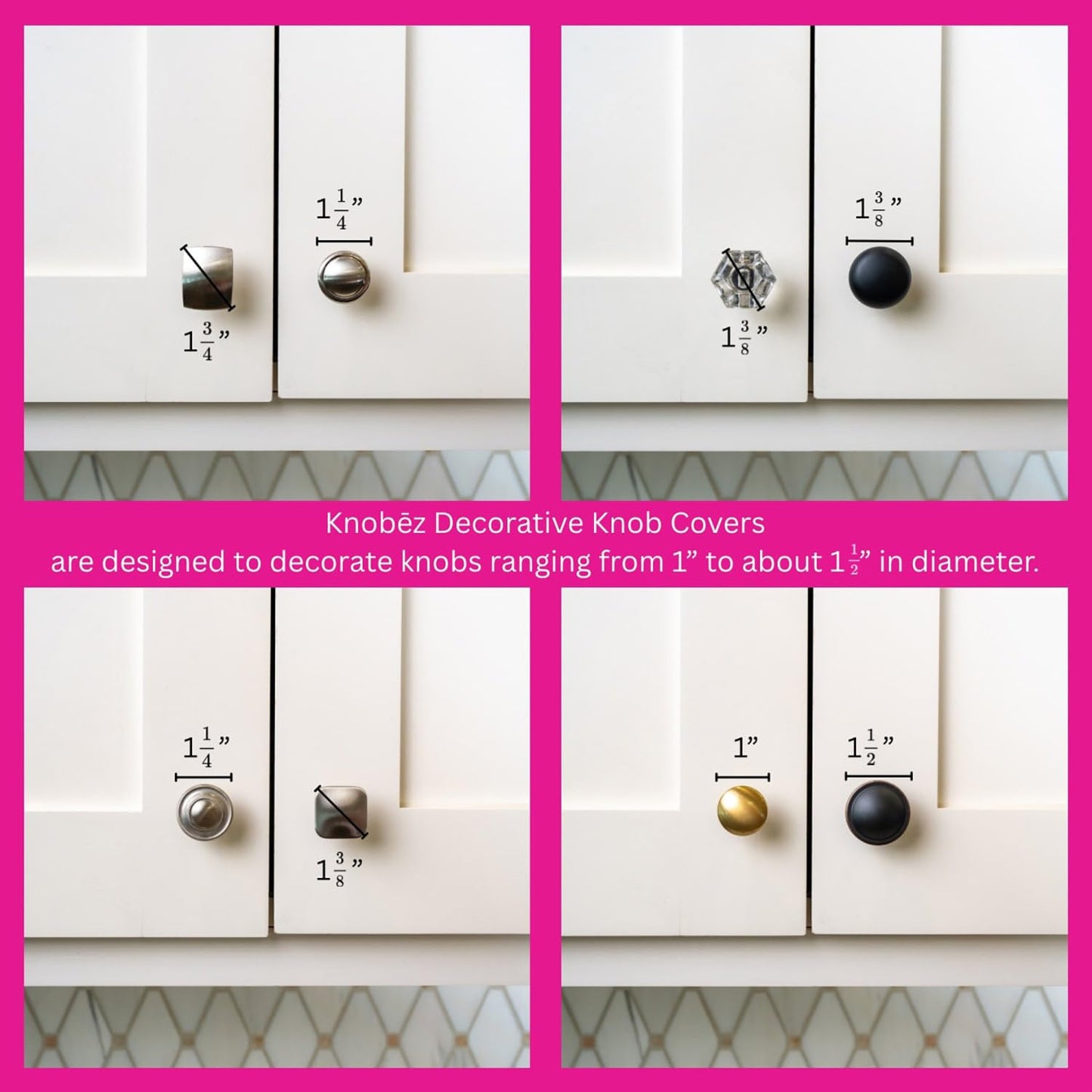 Knobēz: Decorative Knob Covers - Red Peppermint - 12pk - Stretch Over Hardware Decorations, Holiday-Winter-Christmas, Kitchen-Bathroom-Dressers-Home