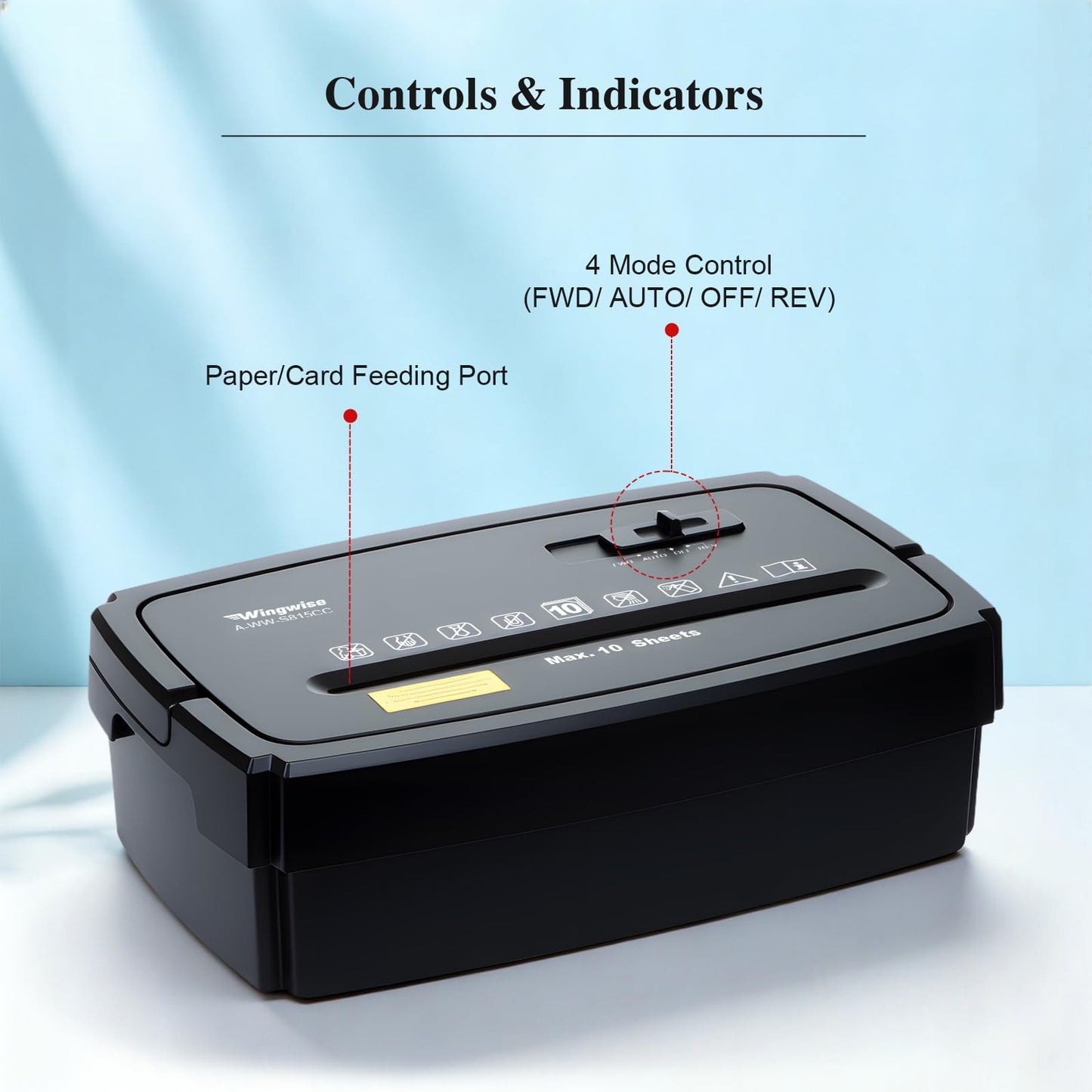 Wingwise Paper Shredder for Home Office, 10 Sheets Cross Cut Credit Card Shredder with 4 Gallons Basket, Portable Handle, P-4 High Security