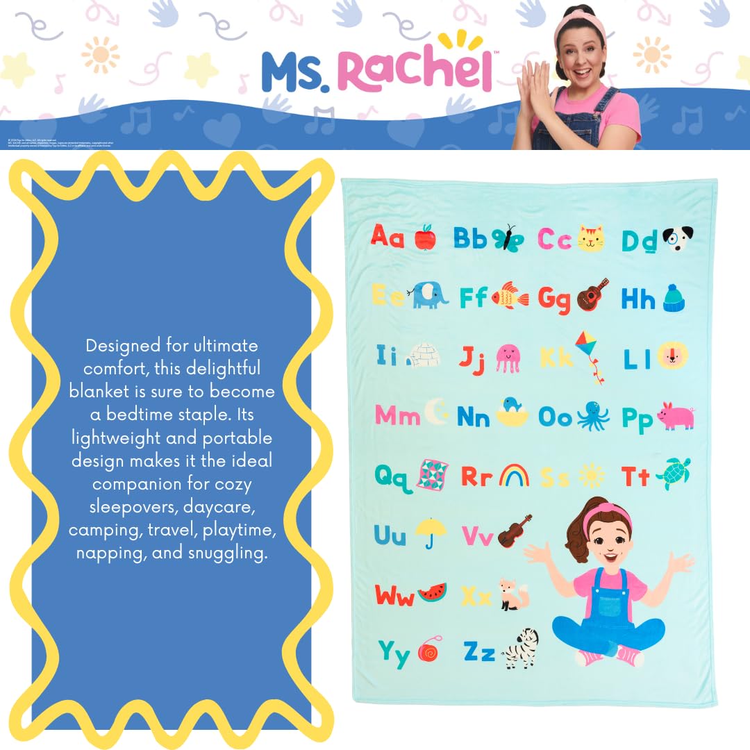Ms. Rachel Educational Adventures Bedding Super Soft Cozy Throw Blanket, 62 in x 90 in, (Officially Licensed Product) by Franco Kids