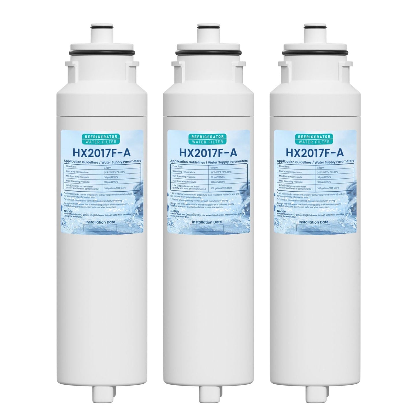 HX2017FR-A HX2017F-A Water Filter Replacement Compatible with Hisense HRF266N6CSE1, HRF266N6CSE, HRF209N6CSE, HRF254N6TSE, HRF254N6DSE Twist-In Models, 3 Pack