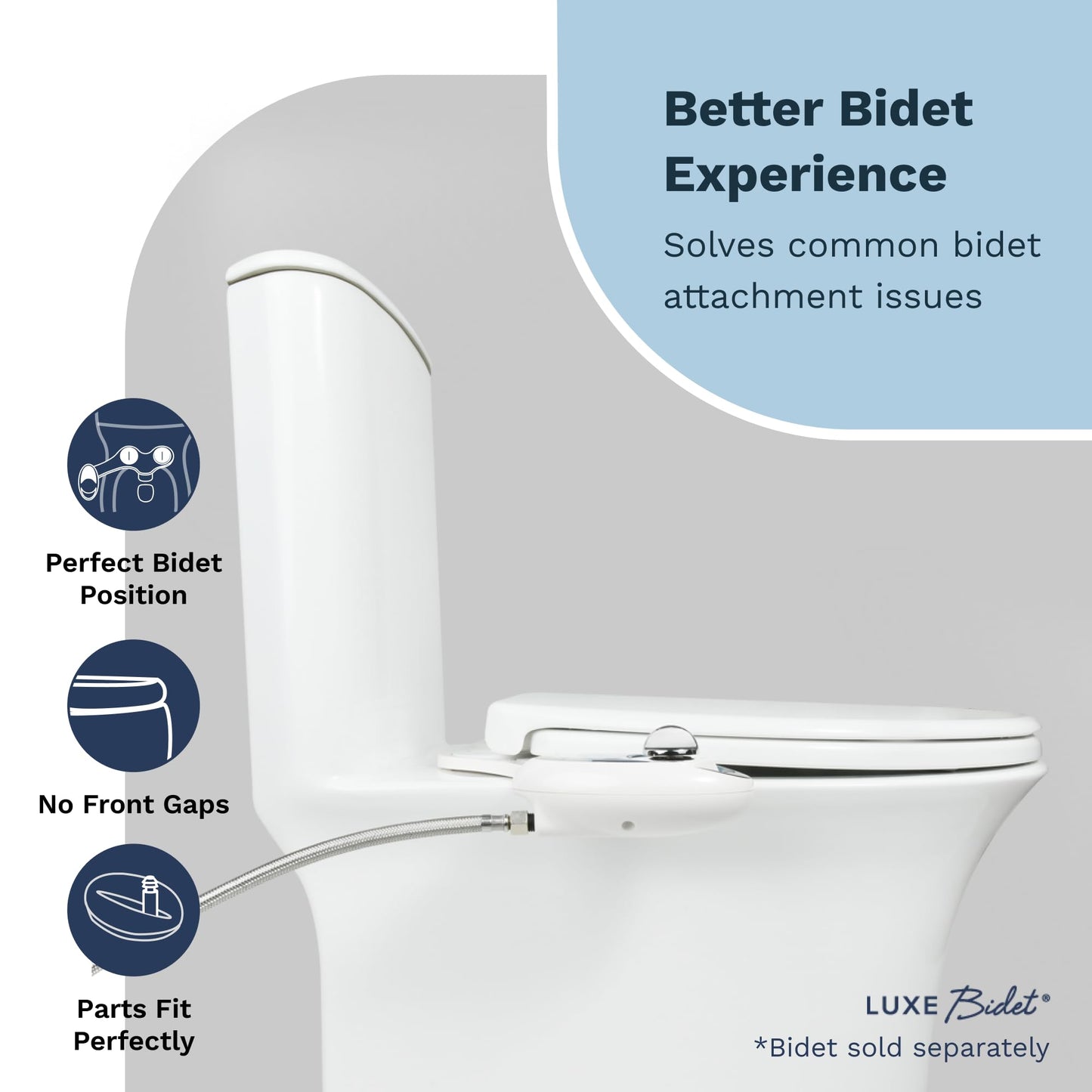 LUXE TS1008E Elongated Comfort Fit Toilet Seat with Slow Close, Quick Release Hinges, and Non-Slip Bumpers (White)