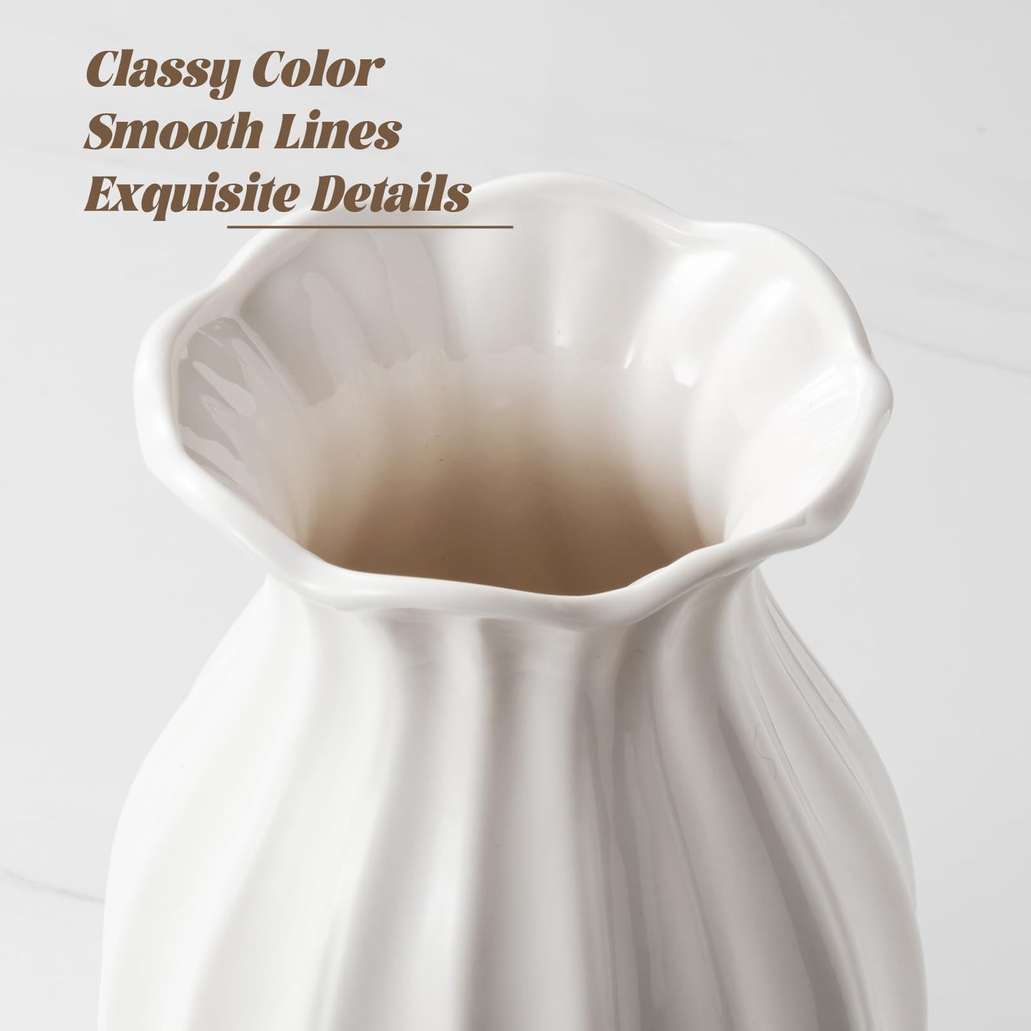 SEUYUCL White Ceramic Vase, 7.8 Inch Flower Vase Home Decor Modern Decorative Vases for Bouquet, Unique Vases for Farmhouse Living Room Cabinet Table Centerpieces Wedding Decorations