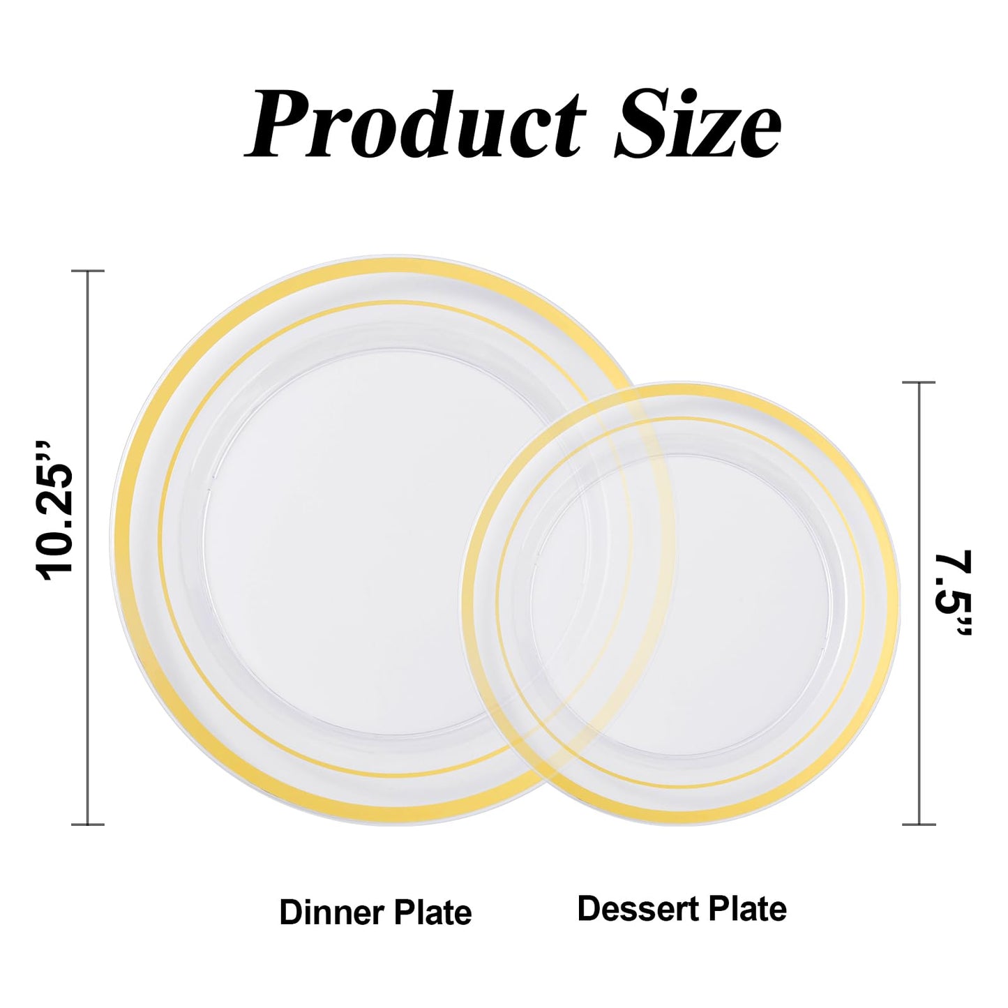 BESTSTAR 200PCS Gold Plastic Plates Set, 100 10.25 inch Dinner Plate and 100 7.5 inch Dessert Plates, Premium Disposable Plates for Party, Wedding