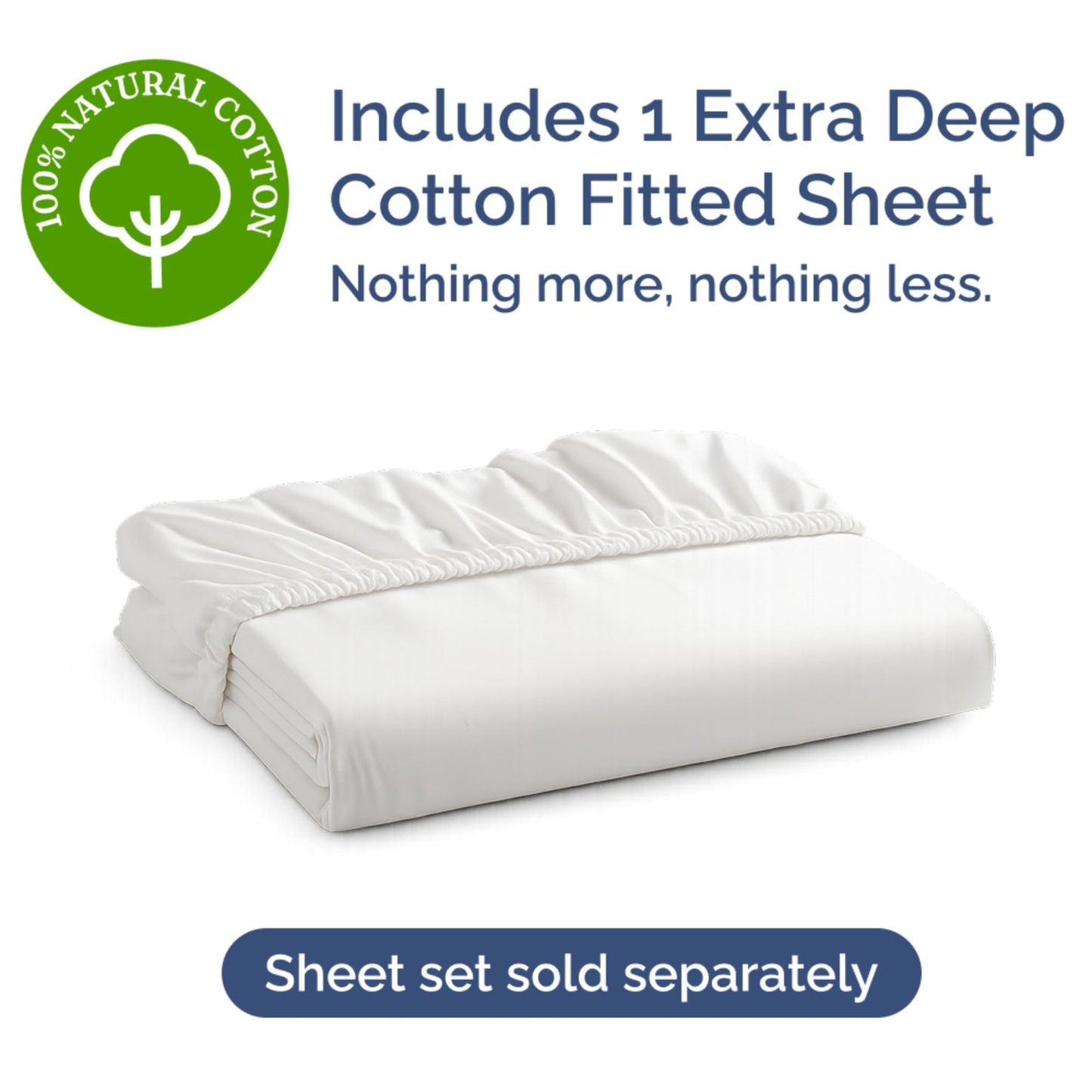 Extra Deep King 400 Thread Count Cotton Fitted Sheet - Hotel Luxury Single Fitted Sheet Only - Easily Fits 18" to 24" Mattress - Soft, Wrinkle Free, Breathable & Comfy Extra Deep Pockets White Fitted