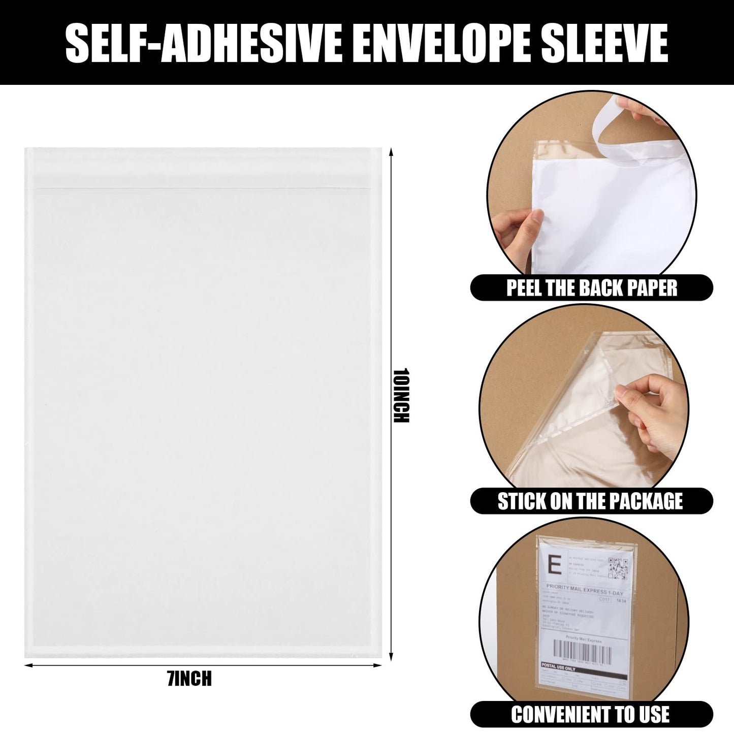 Geetery 500 Pcs 7"x10" Packing List Envelopes Clear Self-Adhesive Shipping Label Sleeves Bulk Mailing Slip Envelope Pouches Waterproof Loading Packing List Mailing Pouches for Shipping Supplies