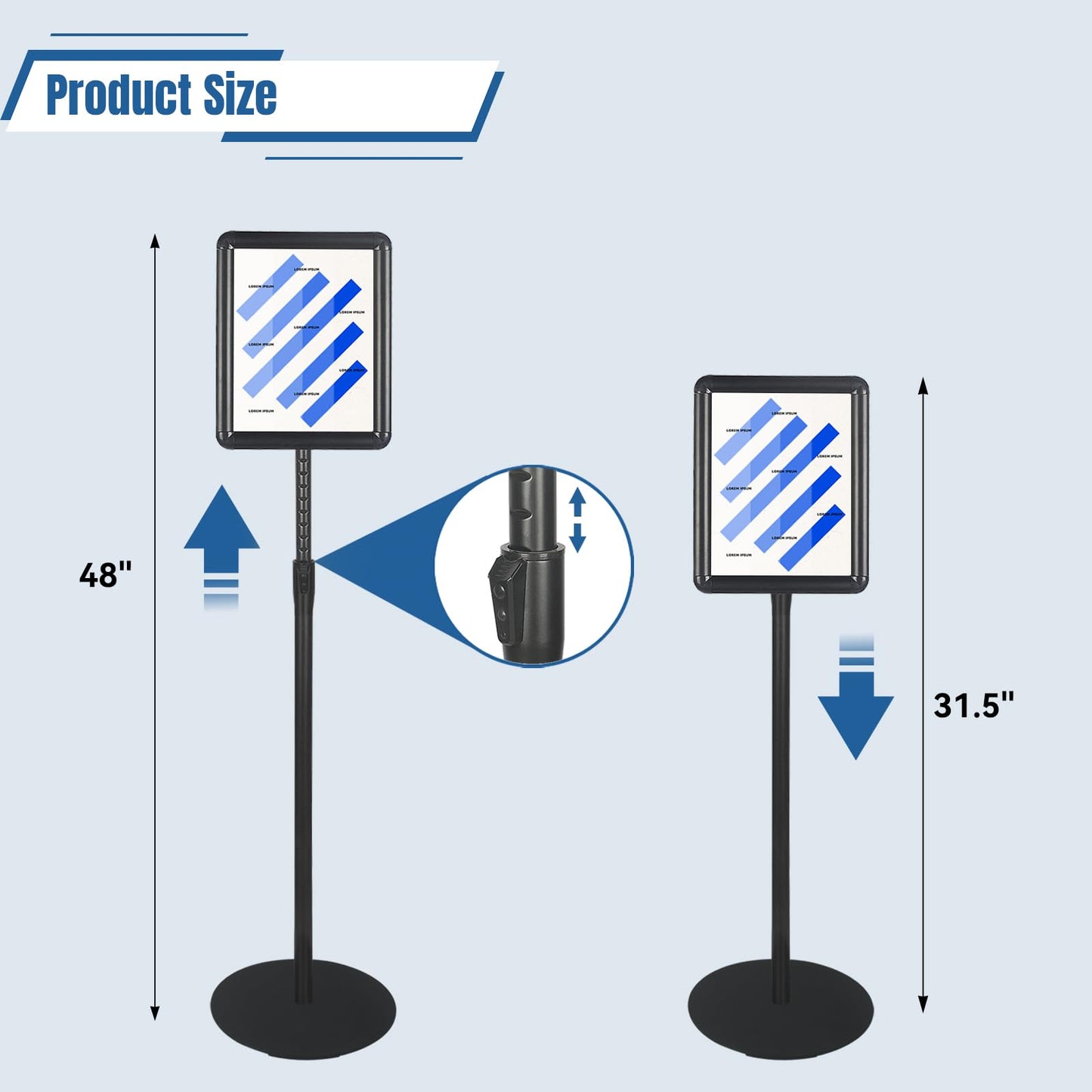2PACK Sign Stand Holder 8.5×11-Inch Adjustable Floor Standing Poster Stand with Heavy Duty Base for School Church Business Show,Black