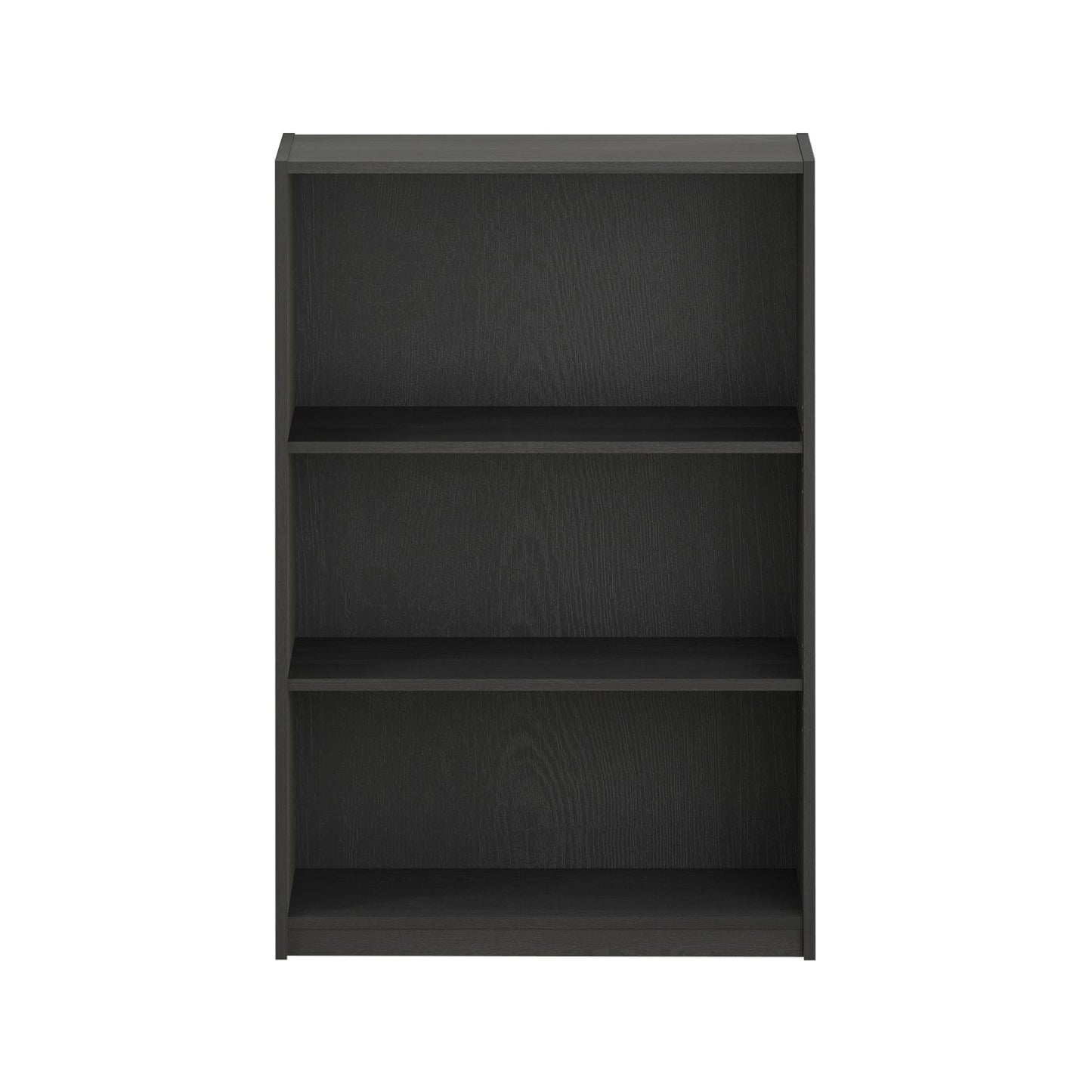 Furinno Jaya Book Shelf, 3-Tier Bookshelf, Bookcase with Adjustable Shelves, 9.5 x 24.5 x 40.3, for Organization and Storage, for Living Room, Bedroom, Home Office, Blackwood