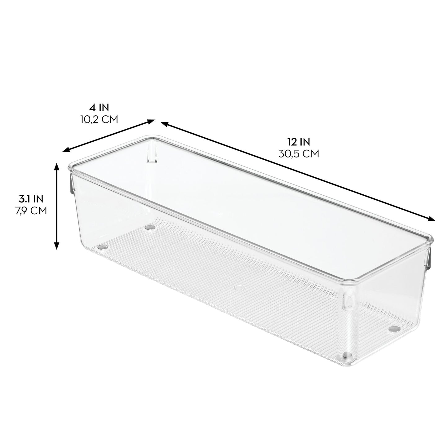 iDesign Plastic Drawer Organizer Bins - Storage for Kitchen, Bathroom, and Desk Drawers - Set of 6 - Clear