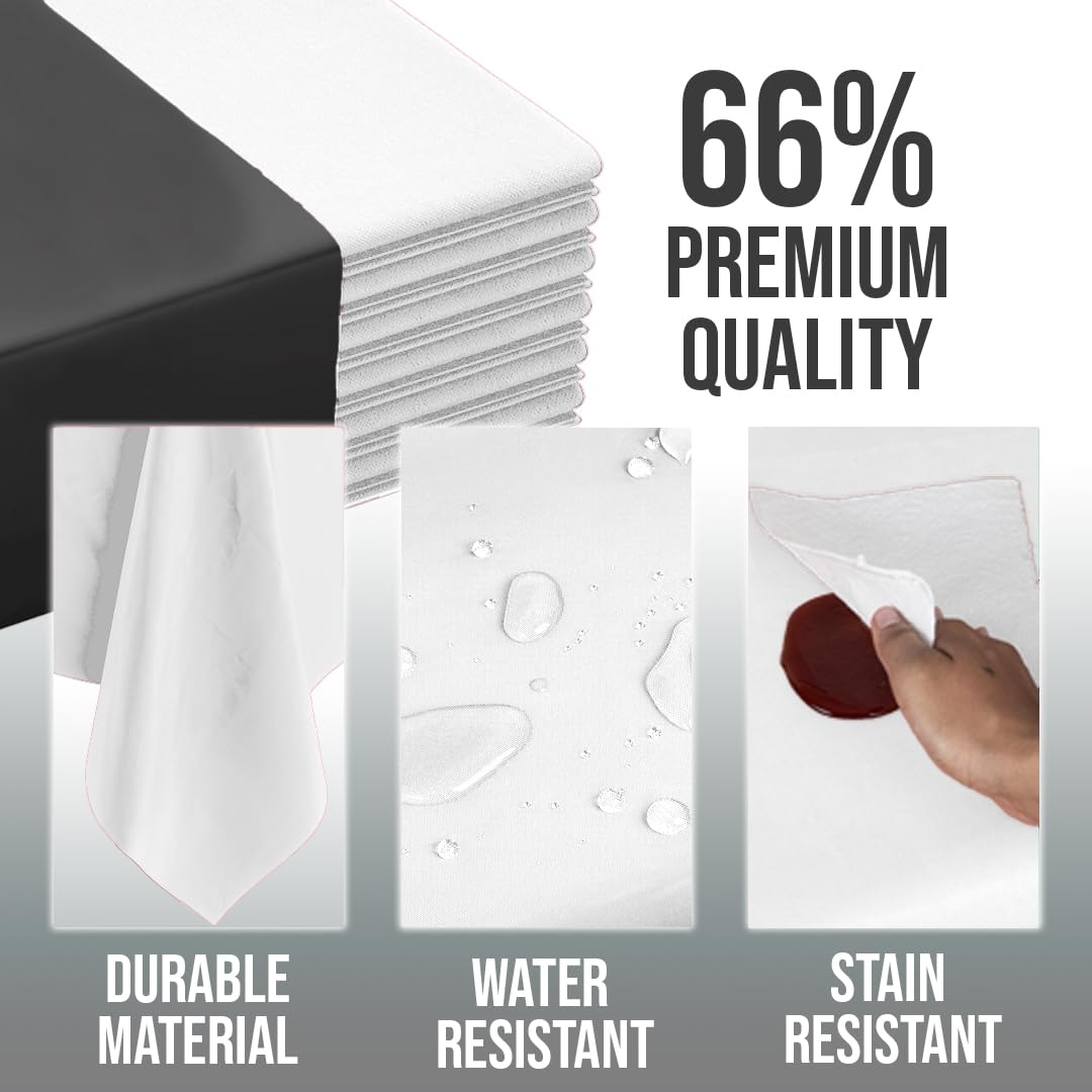Party Solids White Round Tablecloths Plastic Table Cloth Disposable 48 Pack 84" Inch Round Table Cloth Disposable White Tablecloths Plastic Tablecloth Indoor/Outdoor Tablecloth Party Supplies