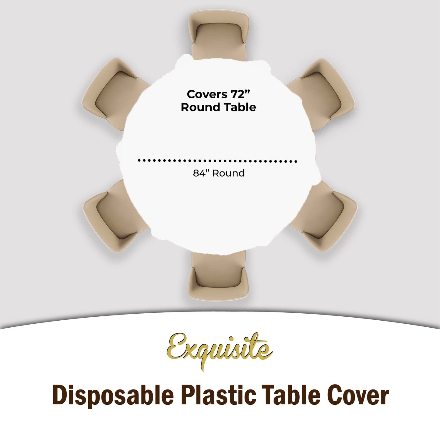 12-Pack Premium Plastic Tablecloth 84in. Round Table Cover - White