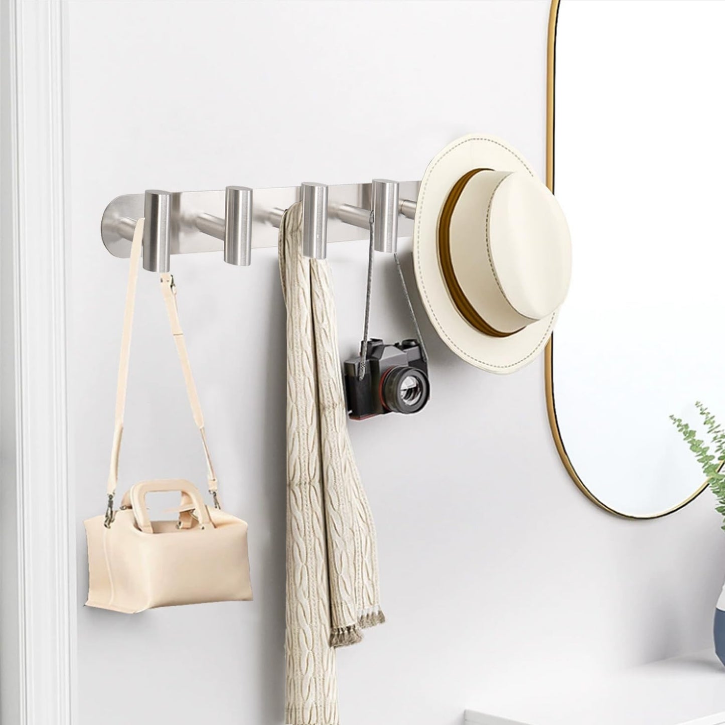Vanloory Coat Hook Rack, Wall Mounted Coat Rack with 12 Hooks, Heavy Duty Towel Hook Rack Wall Hooks for Hanging Coat, Stainless Steel Coat Hanger for Bathroom Entryway Mudroom(Brushed Nickel)