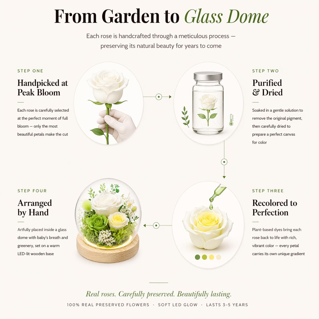 FIACO Gifts for Mom Mothers Day Women Birthday Preserved Flowers in Glass Dome Forever Fresh Flowers for Delivery Eternal Roses Gifts for Grandma Wife Daughter Friends