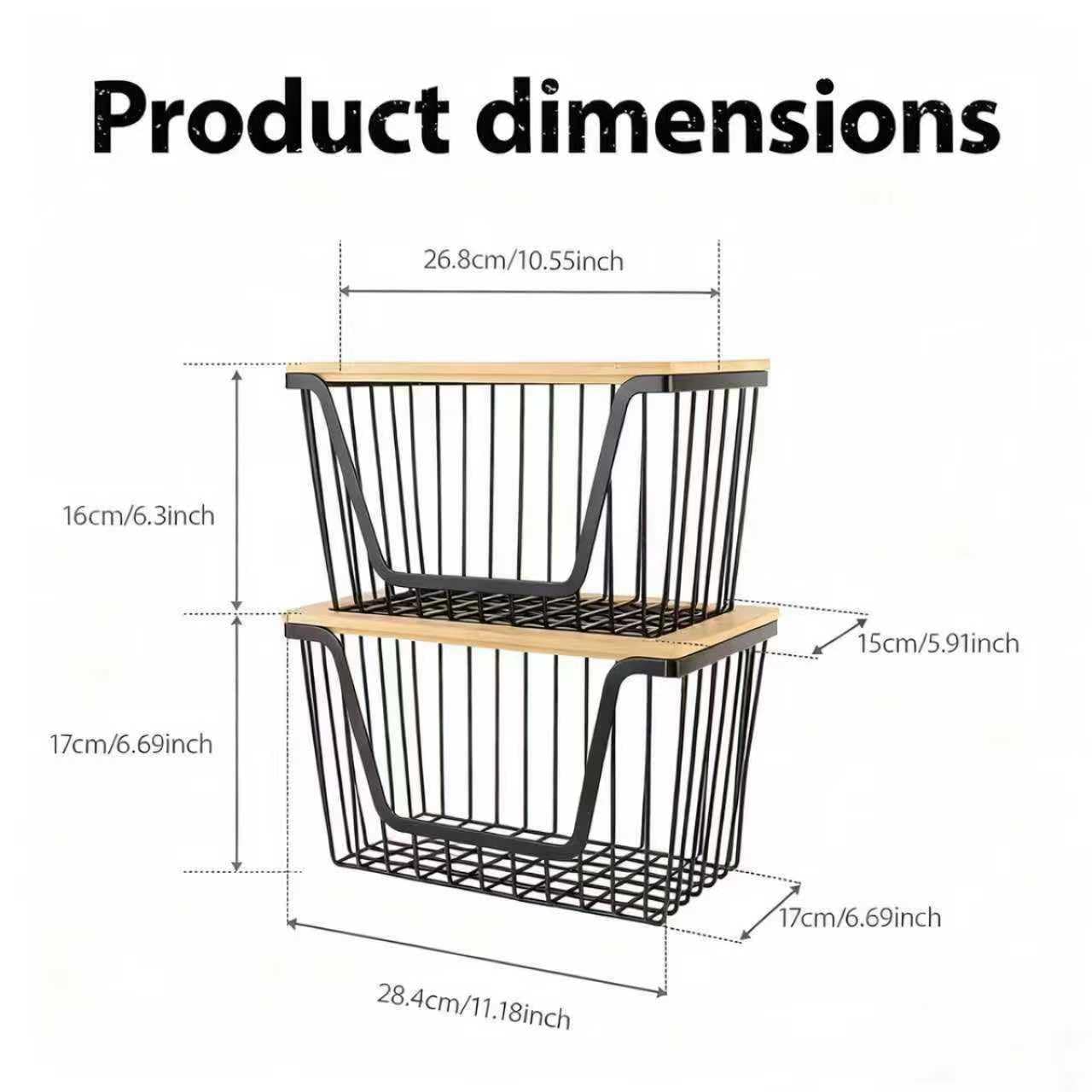 2 Pack Onion and Potato Storage Bins, Stackable Pantry Organizers Storage, Large Wire Storage Basket for Onion, Potato, Fruit, Vegetables
