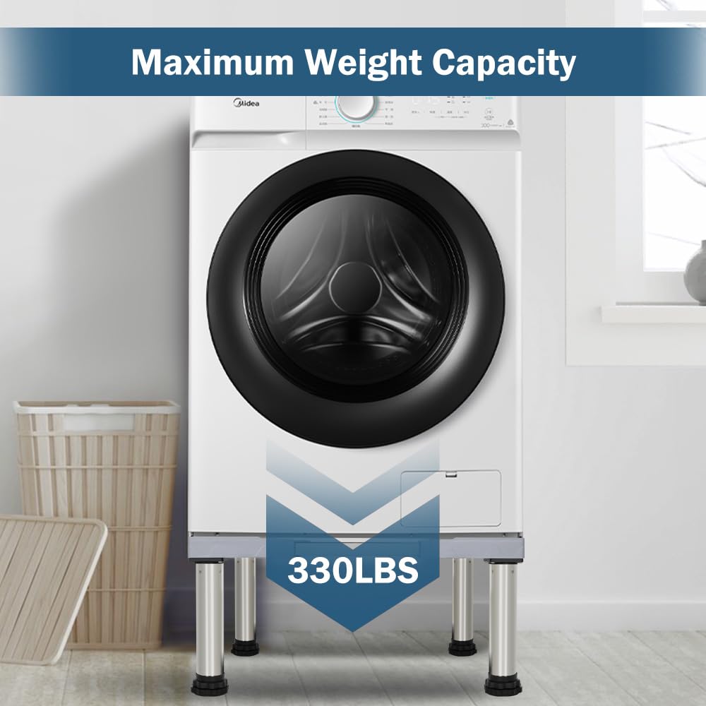 Kokorona Washing Machine Stand Mini Fridge Stand with 4 Strong Feet (11-12.2in High), Adjustable Refrigerator Base Multi-Functional Washer Dryer Pedestals, Max Load 330lbs