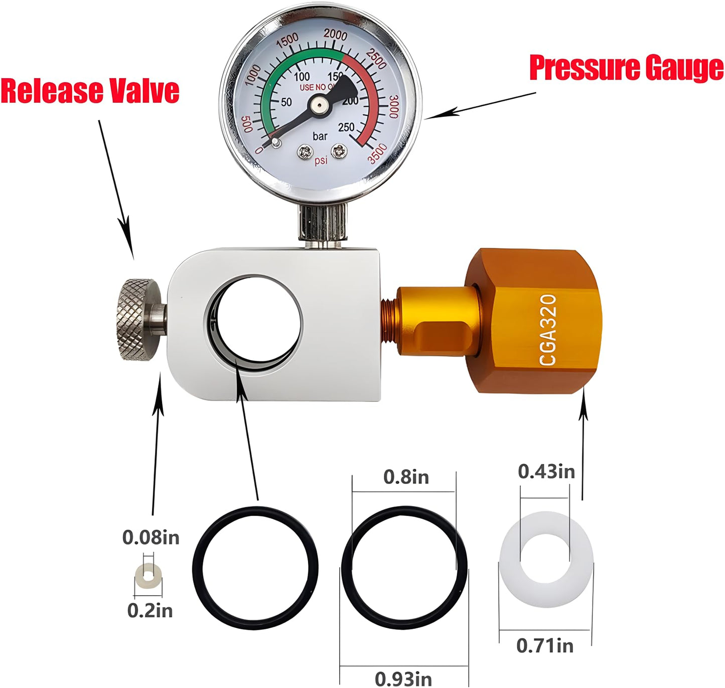 Soda Co2 Refill Adapter with Big Pressure Gauge for Pink Co2 Cylinder,Soda Co2 Exchange Carbonator Fill Station Compatible with DUO Terra Art Soda Co2 Tank