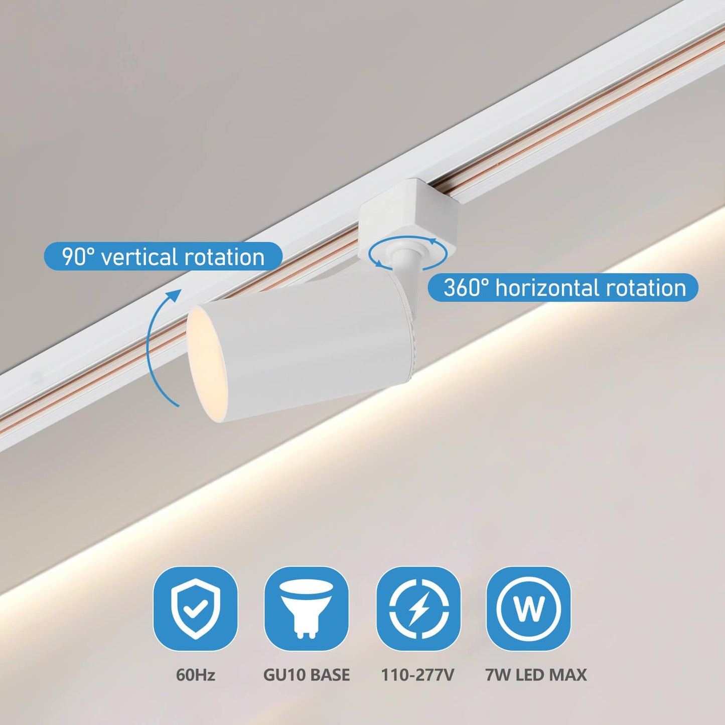 Hiiglxii Plug in Track Lighting with Power Cord, 4-Light GU10 Track Lighting Kit with Track Rail, Modern Kitchen LED Track Lighting Fixtures Ceiling Wall Spot Light, 13FT Plug Cord, White (No Bulbs)