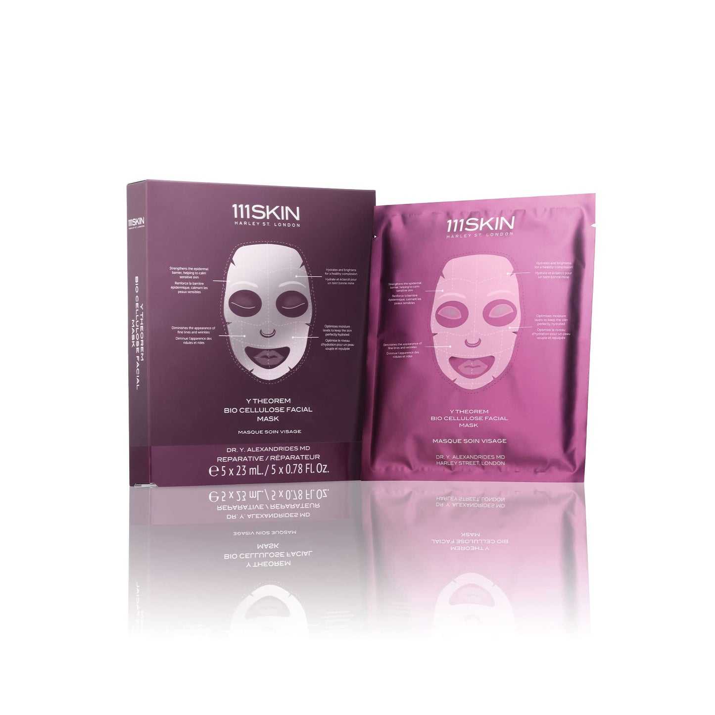 111SKIN Y Theorem Bio Cellulose Facial Mask | Repair, Rest & Rejuvenate Skin | Set of 5 (0.78 oz each)