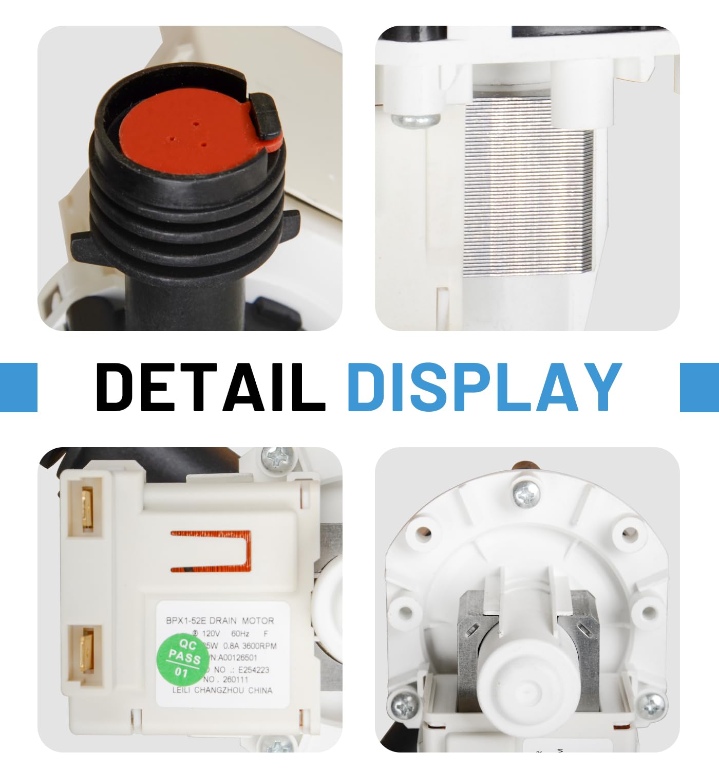 A00126501 Dishwasher Drain Pump Compatible with Frigidaire Kenmore Crosley White-Westinghouse Tappan Replace 154474101 154640201 3019314 AP5690432 EAP8689825 PS8689825