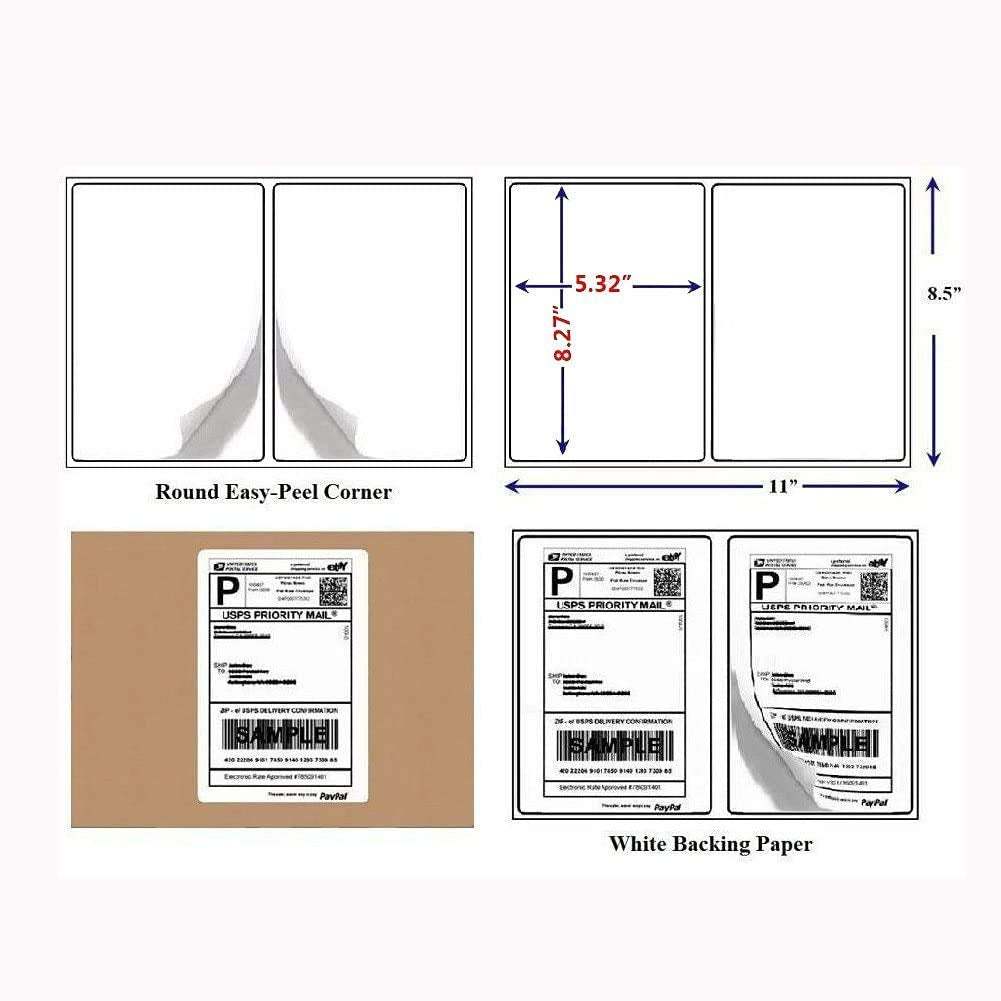 Half Sheet Laser & Inkjet - Rounded Corner Shipping Address Labels - 5-1/2" X 8-1/2" (1000 Labels)