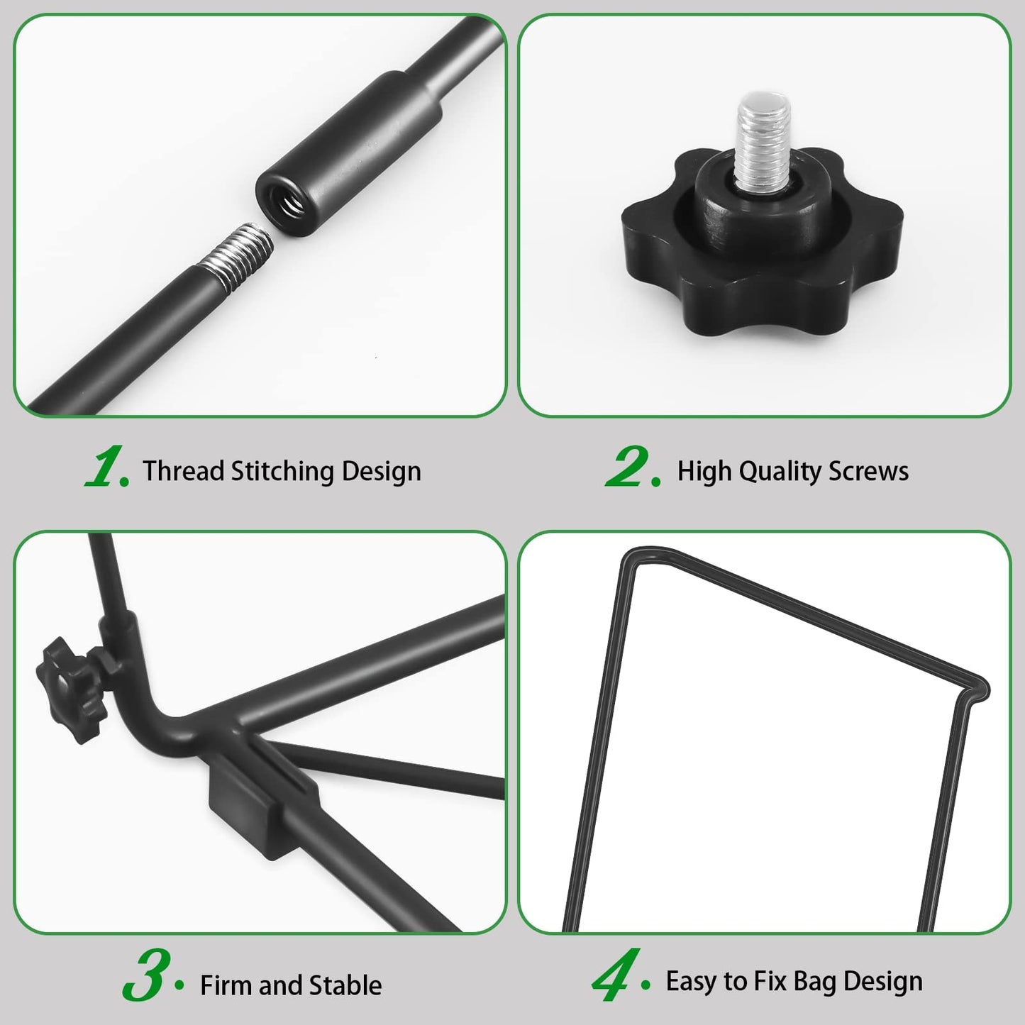 FEED GARDEN Trash Bag Holder, Outdoor Metal Leaf Bag Holder Stand, Garbage Bag Frame Holder for 30-45 Gallon Bags for Leaves, Camping, Yard Weeding, Lawn Party