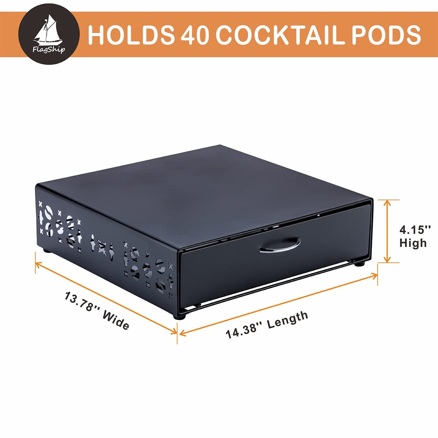 FlagShip for Bartesian Pod Holder Cocktail Pod Storage bartesian Capsule Organizer Bar Design And Cocktail Machine Stand Black Metal(40 Pods Capacity)