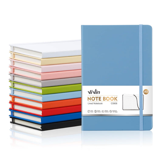 ViVin Lined Journal Notebooks for Work,192 Pages,5.5 x 8.3 inch,College Ruled,A5 Hardcover Journaling Notebooks for Writing,12 Pack Bulk