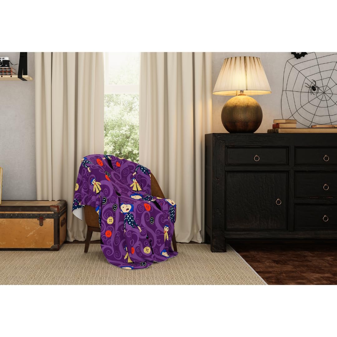 Collectibles Coraline Button Eyes Bedding Super Soft Cozy Plush Throw, 46 in x 60 in, (Officially Licensed Product) by Franco
