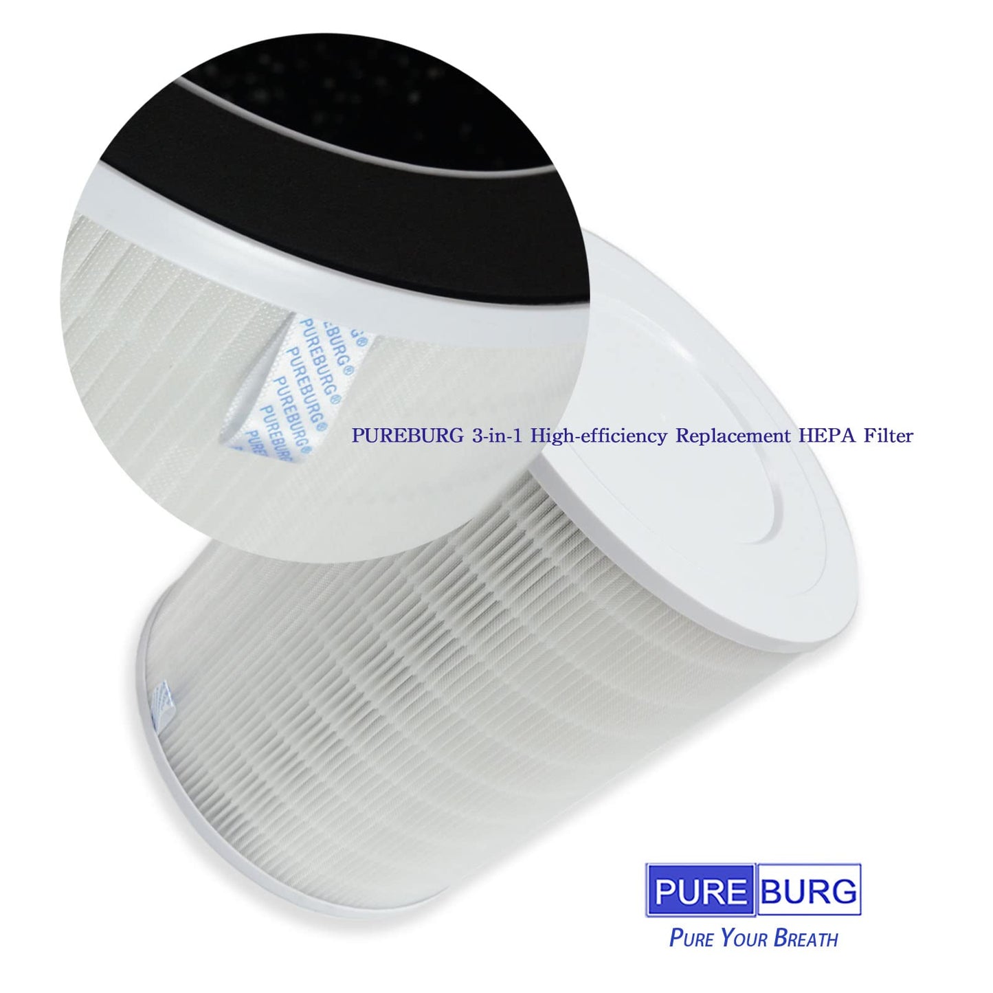 PUREBURG Replacement Filter Compatible with Afloia MAX, MAGE, MAGE PRO & Honati MAX AP2202I & Sans Large room Air Purifiers, H13 True HEPA and Activated Carbon Multi-Layer Filtration