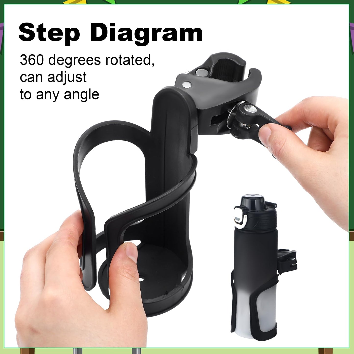 Reallnaive 18 Pcs Water Bottle Holder for Classroom Desk Cupholder Back to School Gift for Student Anti-Spill 360° Rotating Water Bottle Holder for Desk Chair to Hold Coffee Cup for Office Classroom