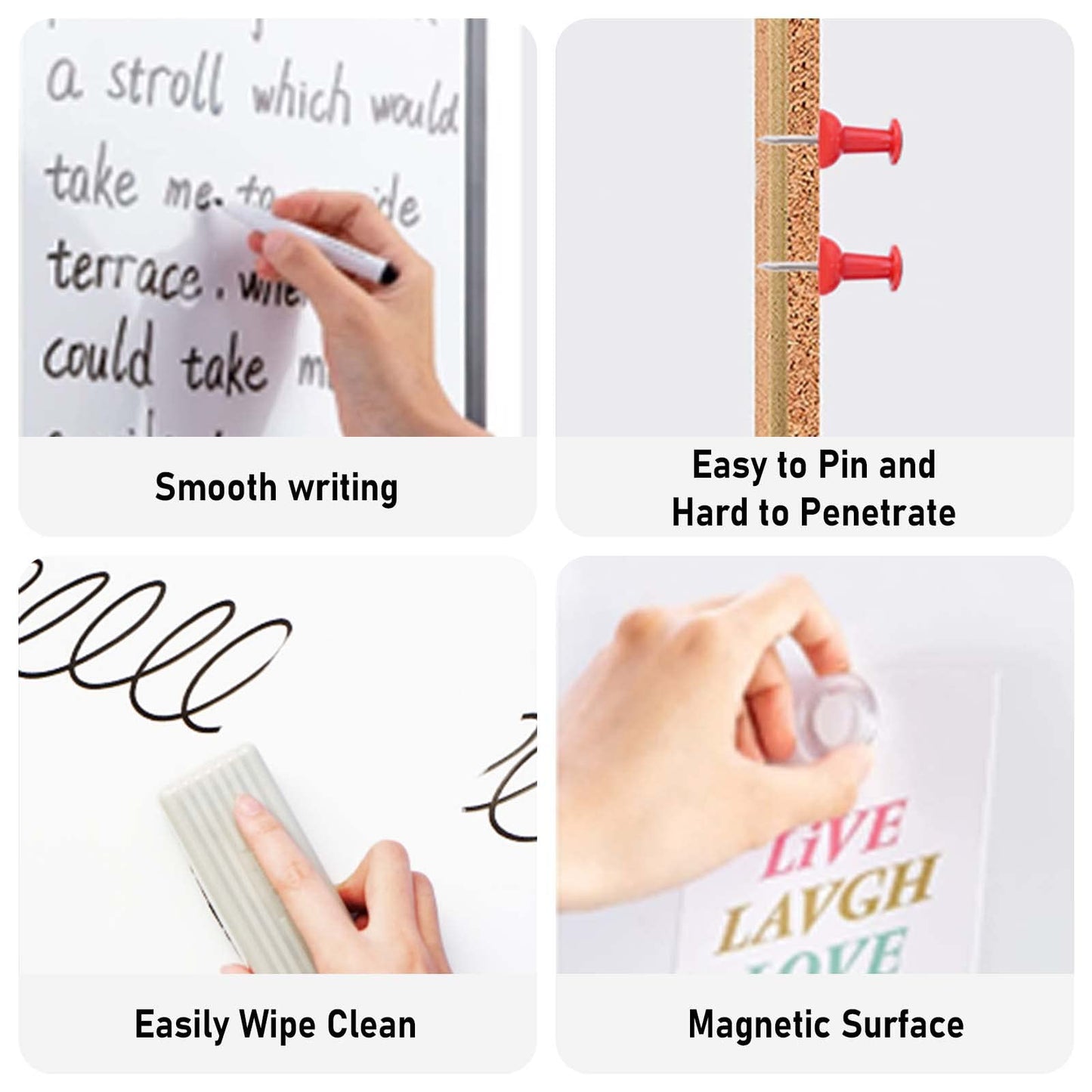 Comix Cork Board Magnetic Dry Erase Board Combo, 36 x 24 Inches Large Whiteboard and Bulletin Board Combination, Aluminum Frame Vision Board with Dry Erase Markers, Magnets, Eraser and Push Pins