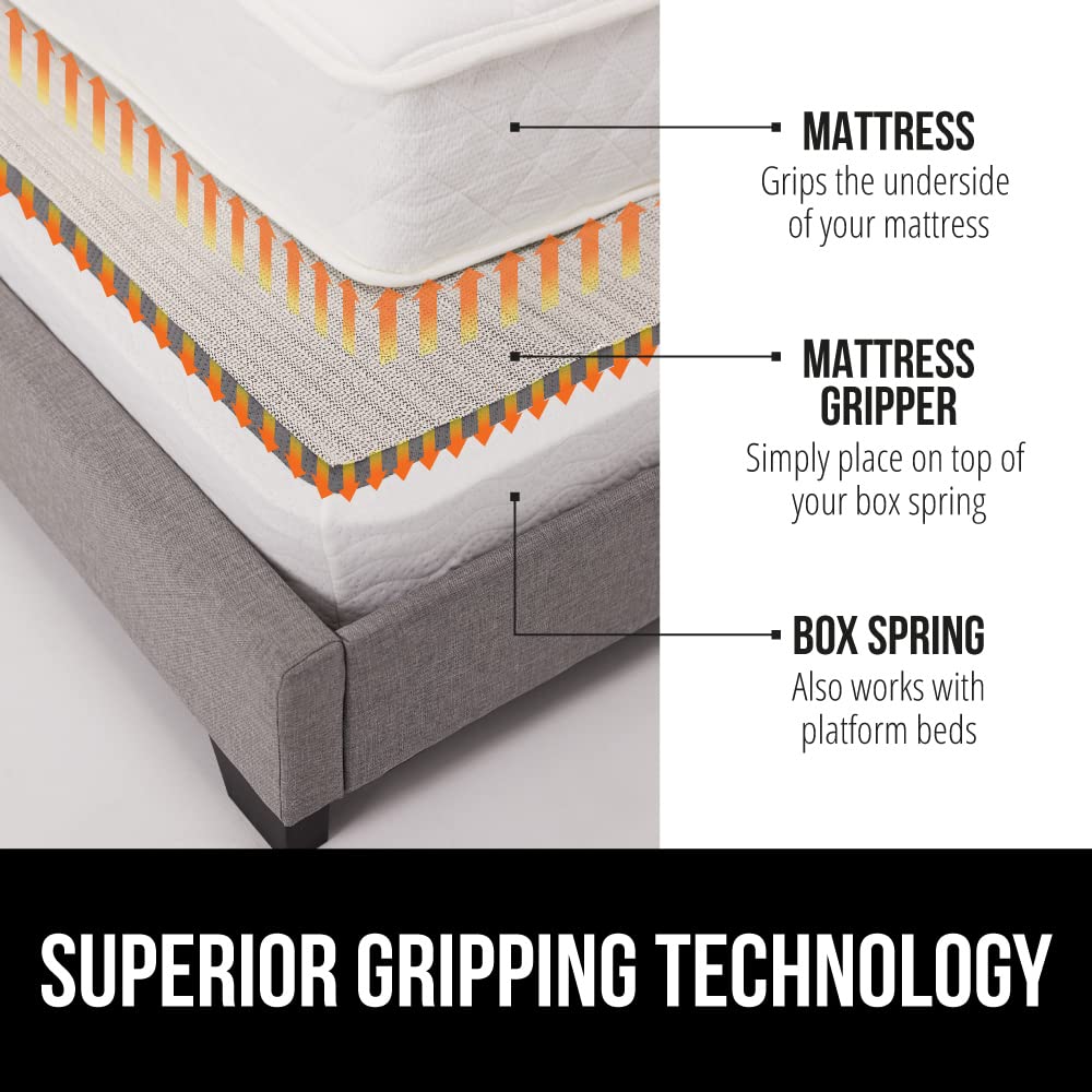 GORILLA GRIP Original Mattress Slide Stopper and Gripper, King, Keep Bed and Topper Pad from Sliding for Sofa, Beds, Chair Cushion, Mattresses, Easy Trim, Slip Resistant, Grips Helps Stop Slipping