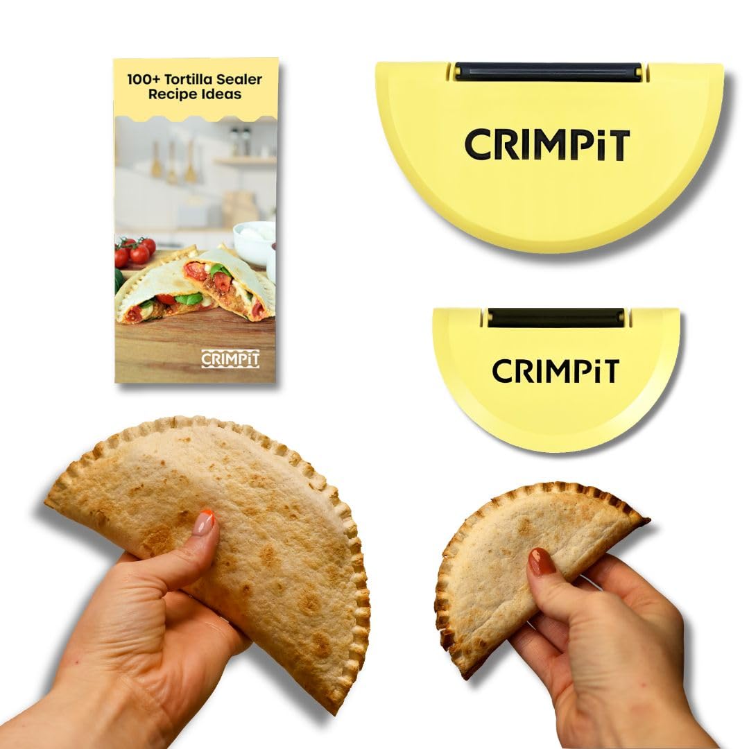 CRIMPiT Tortilla + Book Bundle - Large & Small Tortilla Sealers + Recipe Book – For 10-12” & 6” Flour Tortillas | BPA-Free, Dishwasher Safe | Perfect for Air Fryers | Manufactured in UK & USA