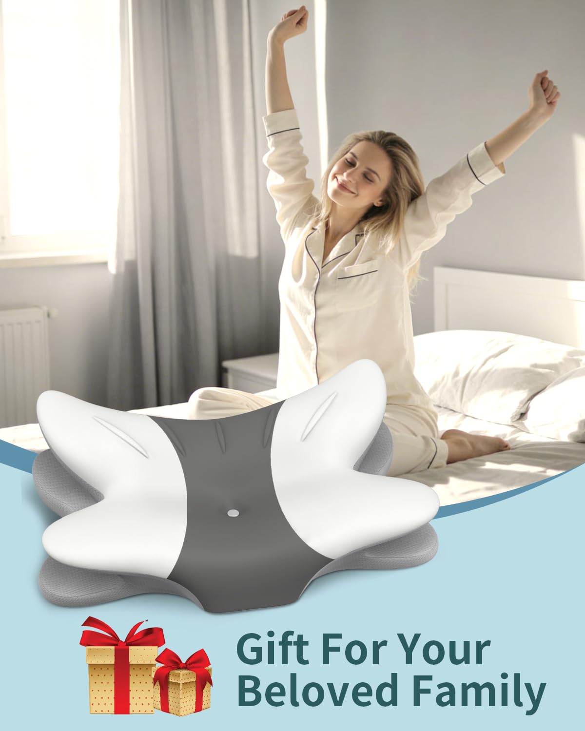Cervical Neck Pillow for Pain Relief - Ergonomic Pillow Memory Foam Pillows for Sleeping, Cooling Orthopedic Neck Support Pillow, Contour Cervical Pillow Bed Pillow for Back Stomach Sleepers
