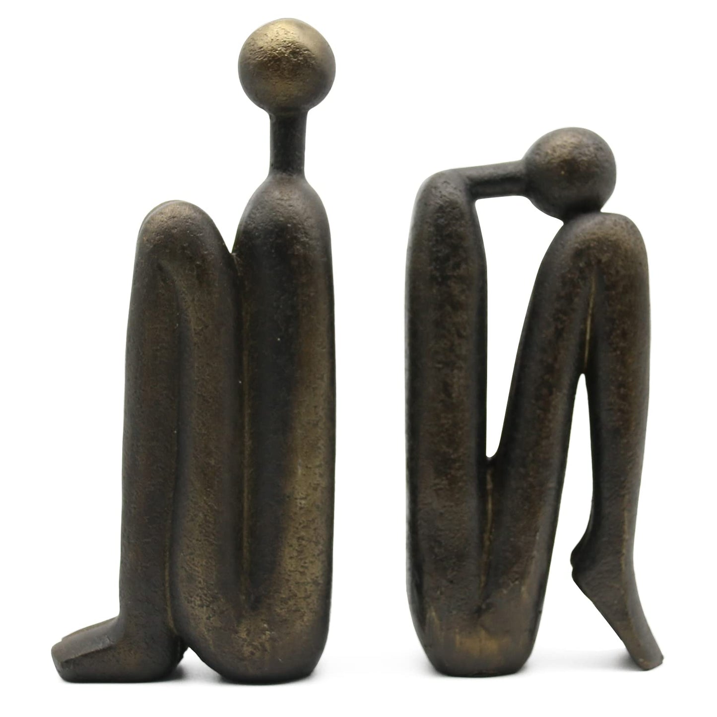 Lukitas Thinker Decorative Bookends, Non-Slip Book Holder, Book Ends for Shelves Living Room Office Home Decor, Resin, 1Pair/2Piece 9''