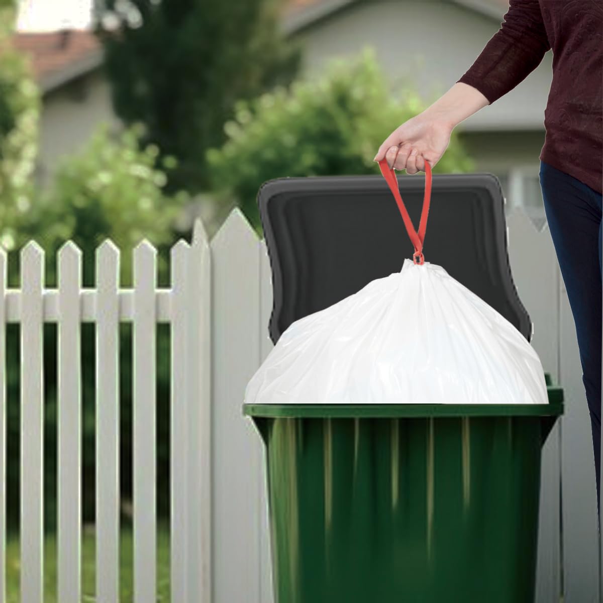 BEIDOU-PAC 30 Gallon Trash Bags Drawstring, 150 Count, White | Unscented | Heavy Duty Multi-purpose Garbage Bags Can Liners for Business Home Kitchen Commercial and Industrial