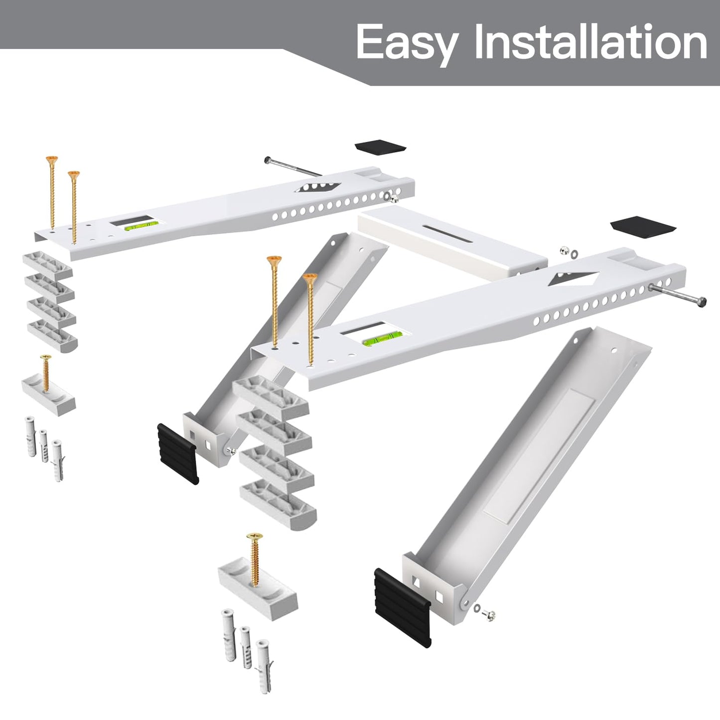 Aozzy Dual Arm Window Air Conditioner Support Bracket Heavy Duty 200lbs, for 5000-22000 BTU Units, Universal Window AC Mount Units Fits Single/Double Hung Windows with Anti-Vibration Pads