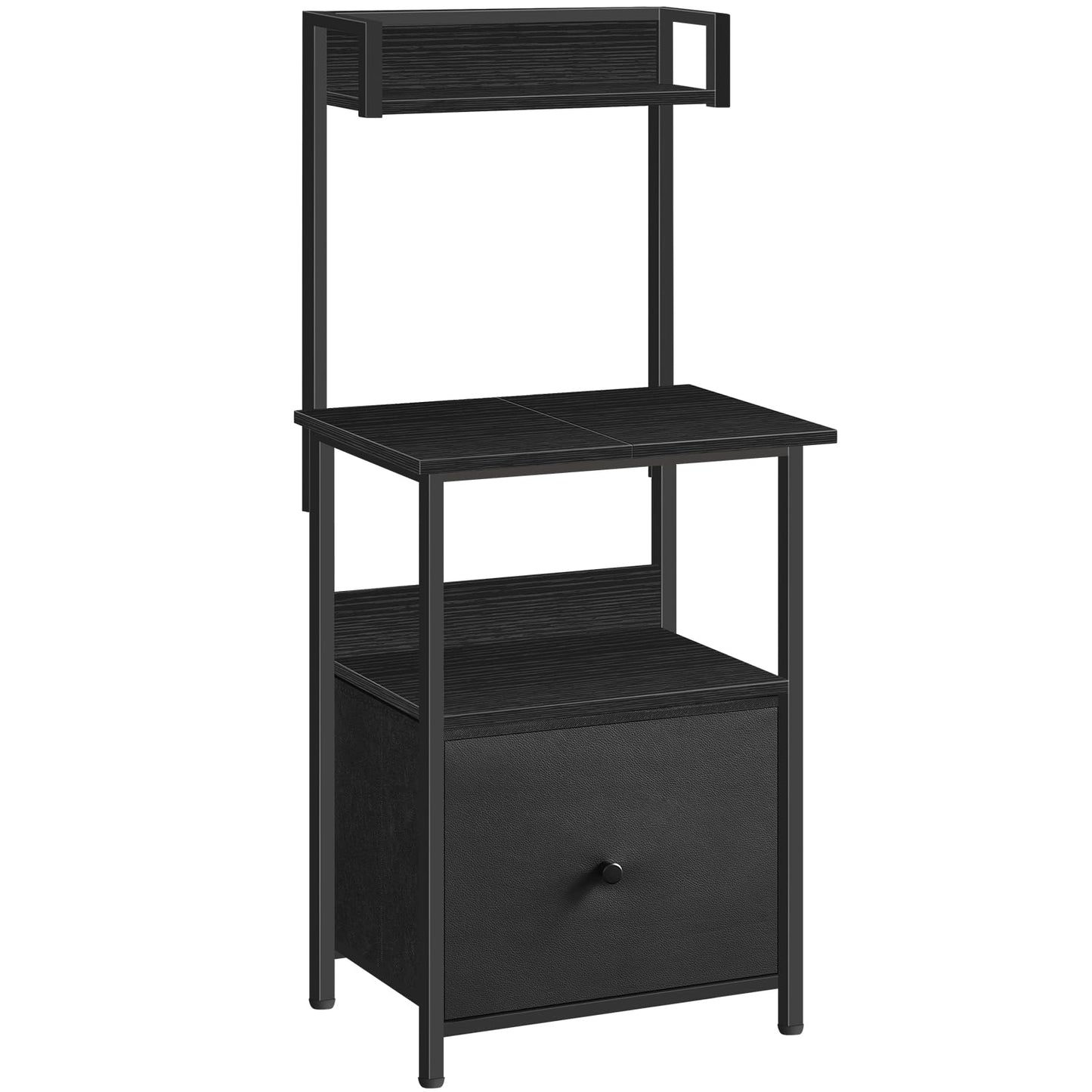 MAHANCRIS Printer Table with Storage, Home Printer Stand with File Cabinet, Fits A4/Letter Size Files, Printer Cabinet with Large Tabletop, Display Shelf, for Home Office, Black PTBK3501