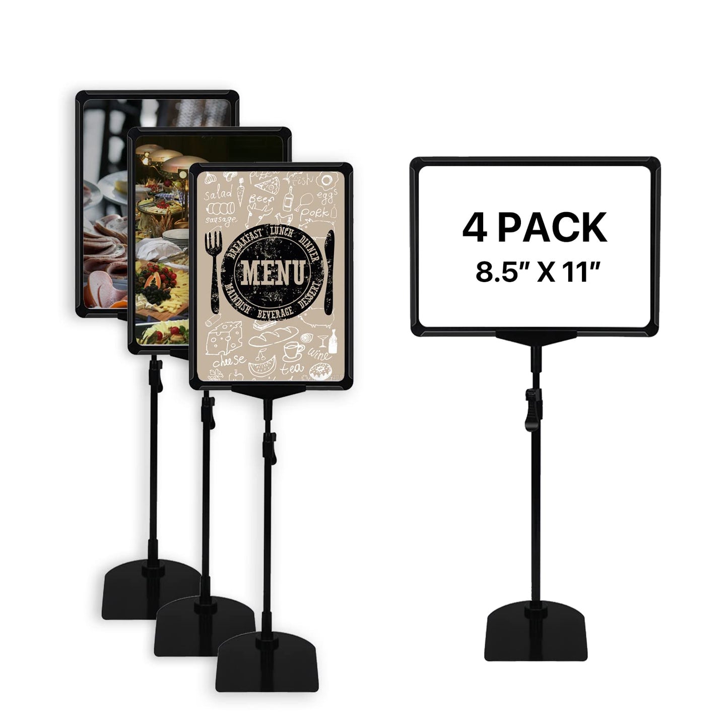BUTUNITA Sign Holder Stand 8.5x11 Inch for Floor Table, Adjustable Tabletop Sign Holder Floor Poster Stand, Vertical & Horizontal View (Black,4Pcs)