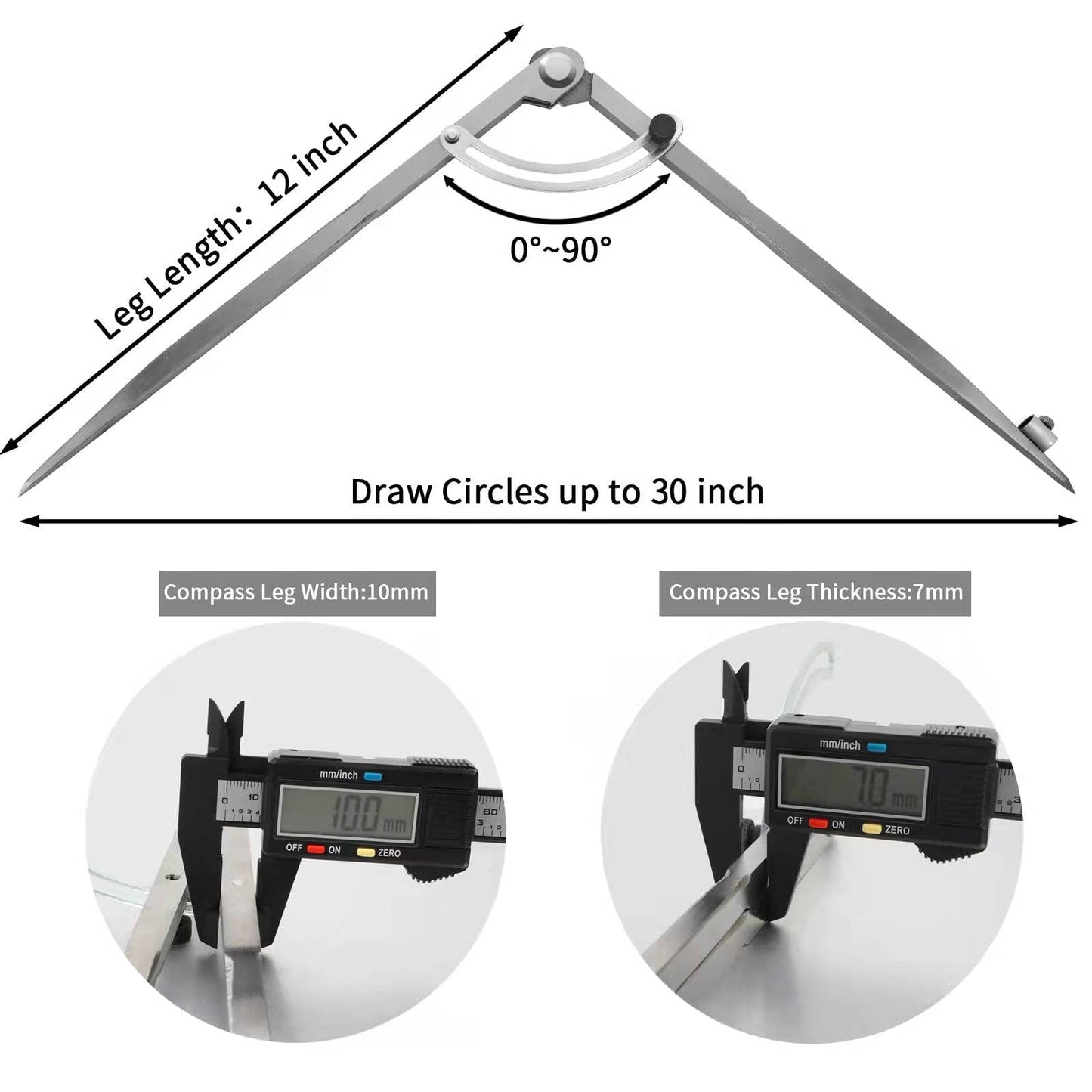 20 inch Compass for Woodworking, Compass for Geometry, Precision Woodworking Compass with Wing Divider and Pencil Holder, Large Compass for Geometry, Woodworking Compass, Drafting, Drawing Compass