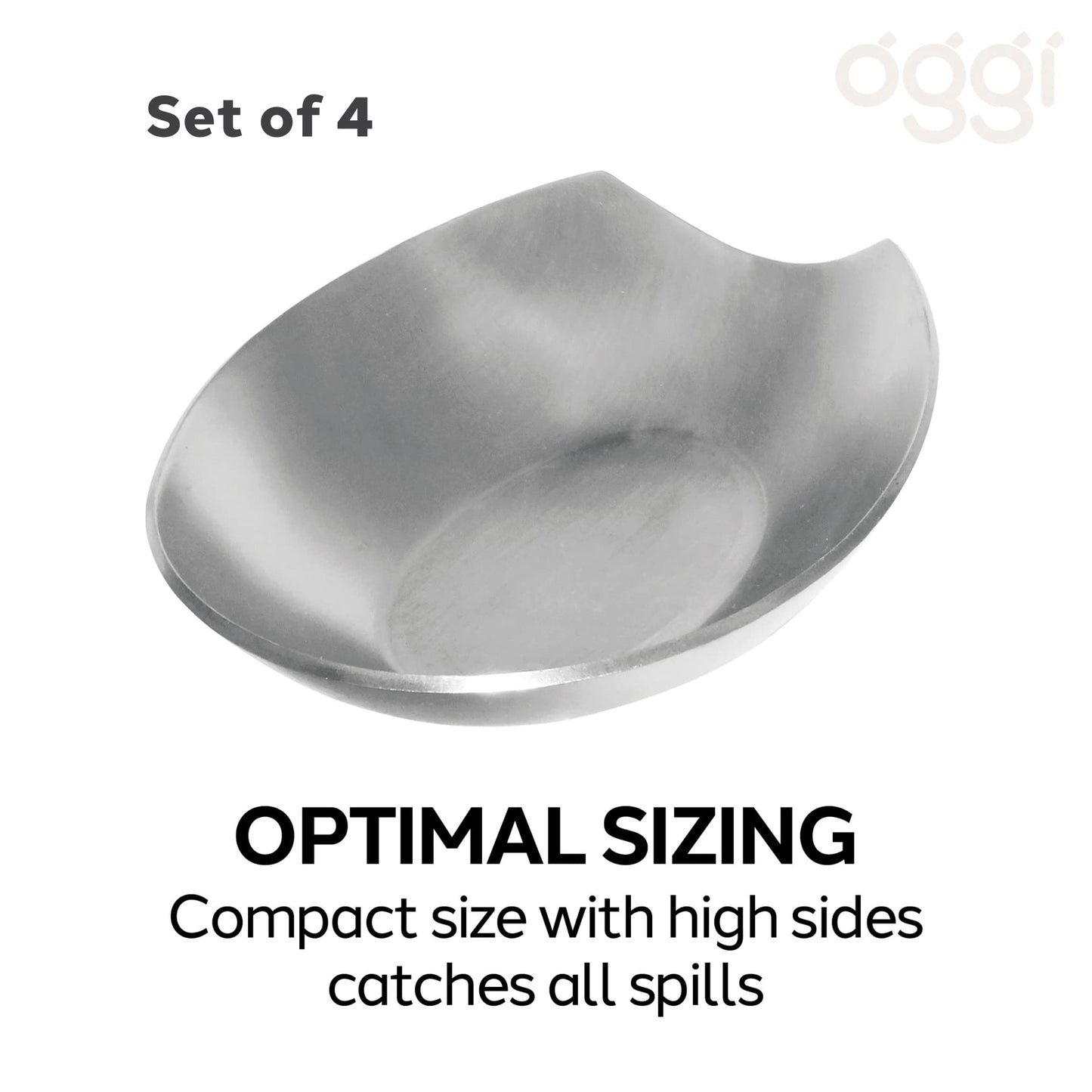 OGGI Spooner Stainless Steel Spoon Rest - Set of 4 - Holds Kitchen Utensils for Mess Free Cooking, Great Spoon Rest for Counter, Stove Top, or Coffee Station; Kitchen Accessories, Utensil Rest