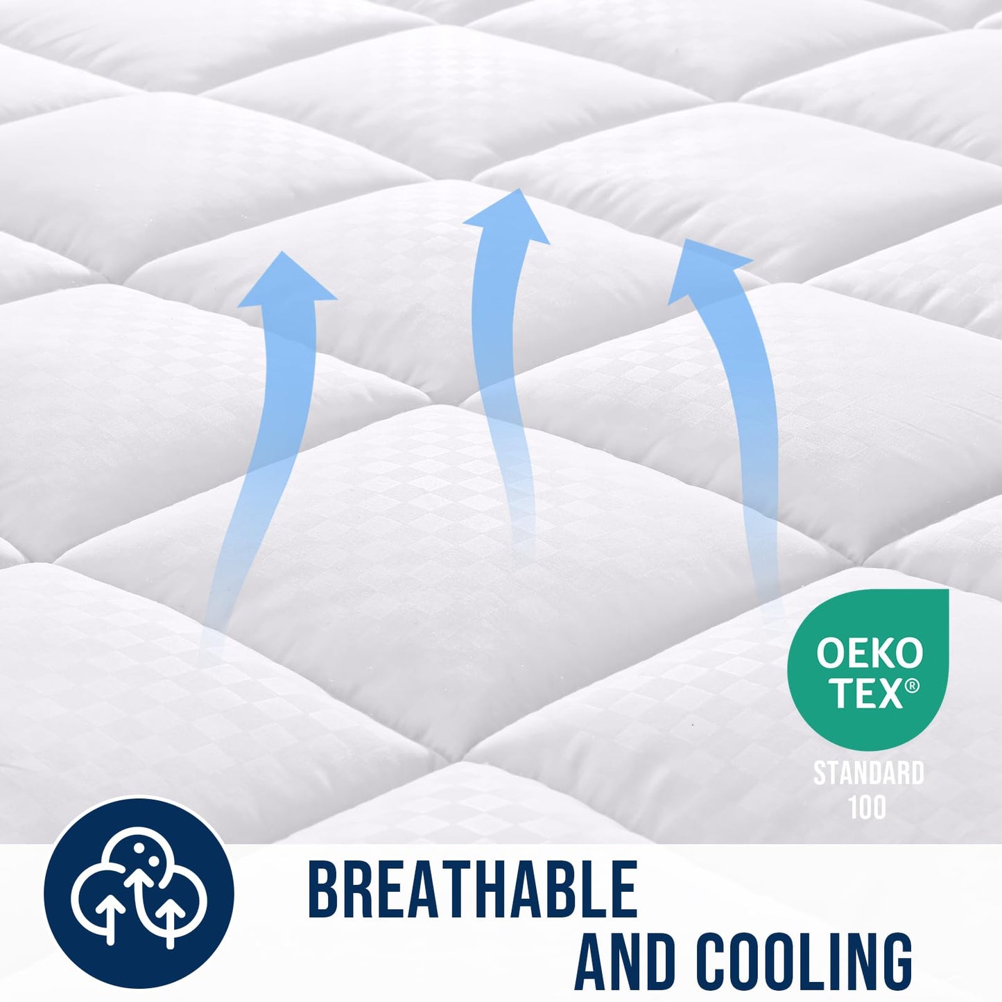 OLANLY King Quilted Fitted Mattress Pad – Soft Pillow Top Mattress Topper, Down Alternative Fill, Cooling Comfort Breathable Mattress Cover, Machine Washable Deep Pocket Mattress Protector, White