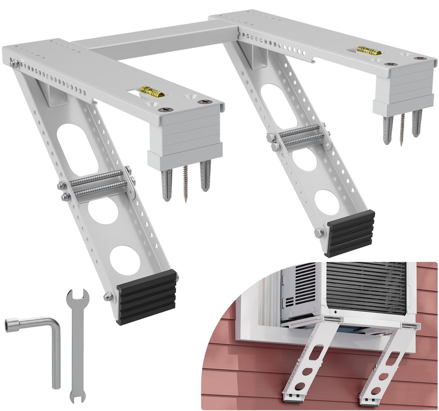 LEOPO Air Conditioner Support Bracket,Fits Single & Double-Hung Windows,Heavy Duty Steel, Holds Up to 220lbs, for 12000-24000 BTU Units