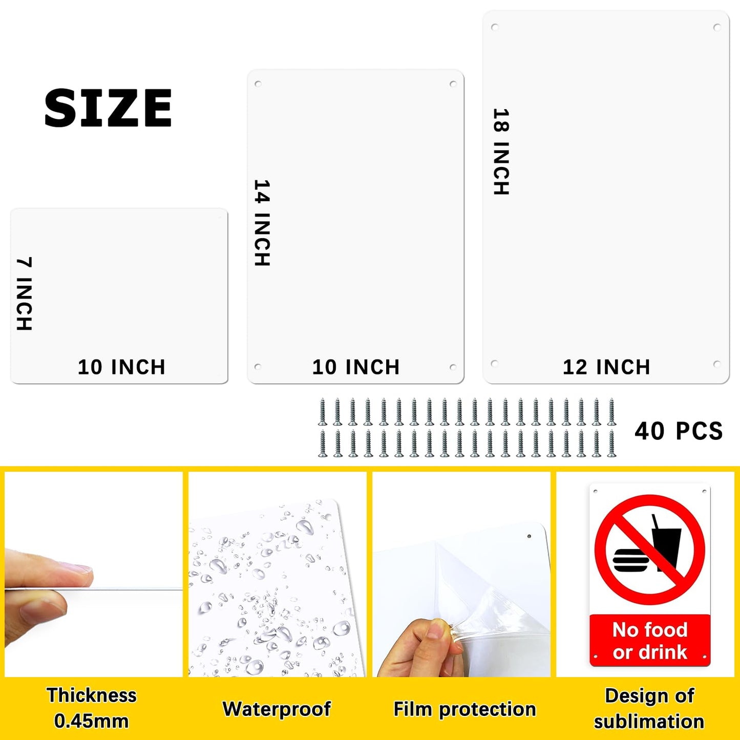 10 Pack 10"x 14" Sublimation Metal Sign Blank, 0.45mm White Blank Metal Sign Aluminum Metal Signs for Parking Garden Advertising Sign