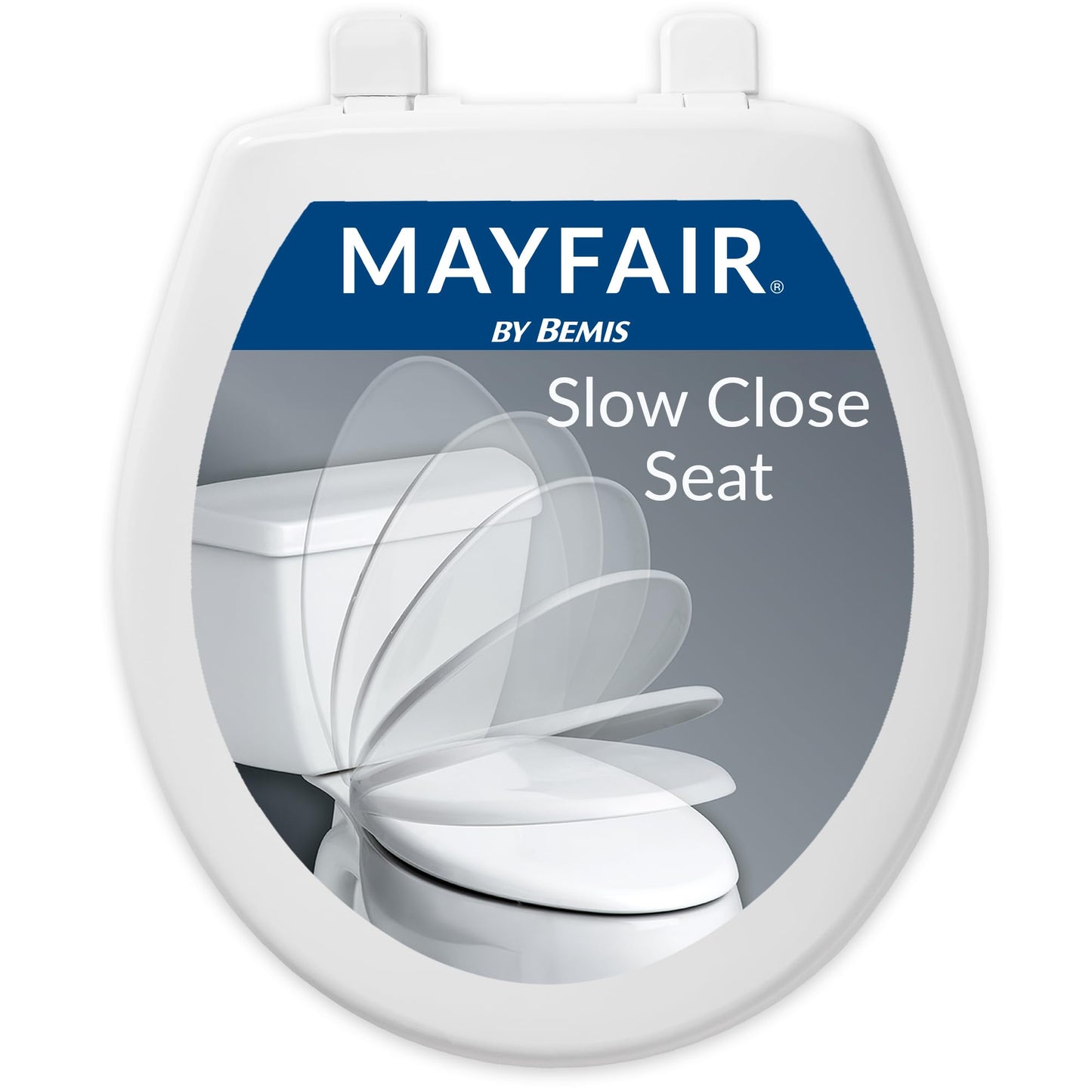 Mayfair Caswell Modern Slow Close Toilet Seat, Durable Plastic Seat, Made in USA, Round, White