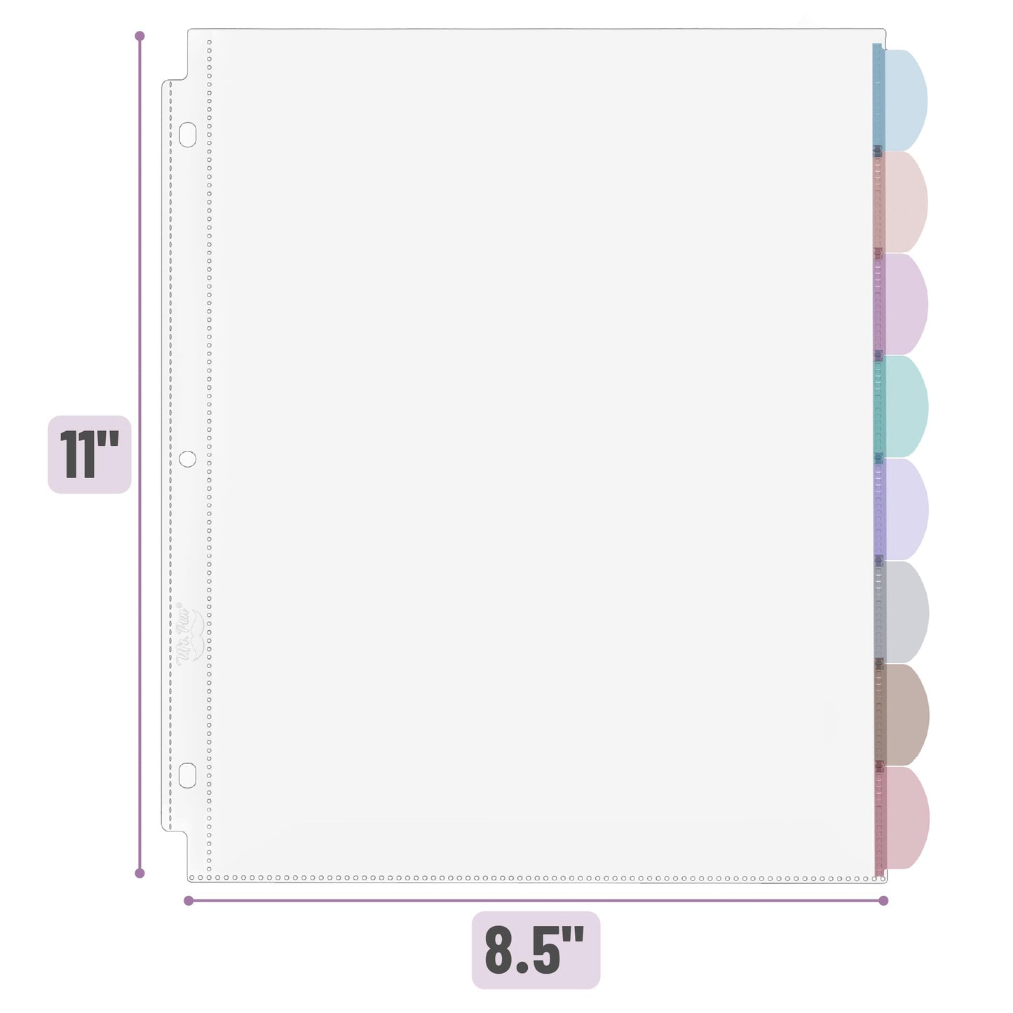 Mr. Pen- Clear Sheet Protectors with Tabs Bulk, 8.5x11 Inches, 8 Tabs, 32 Sets, Durable Clear Plastic Dividers for 3 Ring Binders, Insertable Index Page Divider with Multicolor Tabs