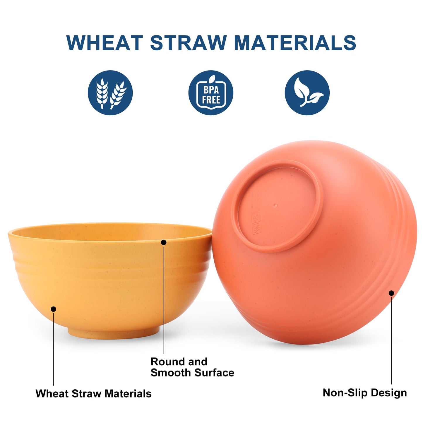 HOTEC 24-Pack Unbreakable Kitchen Plastic Wheat Straw Dinnerware Set – BPA-Free Plates, Bowls & Cups | Lightweight, Microwave & Dishwasher Safe | Multicolor Reusable Tableware for Home & Outdoor Use